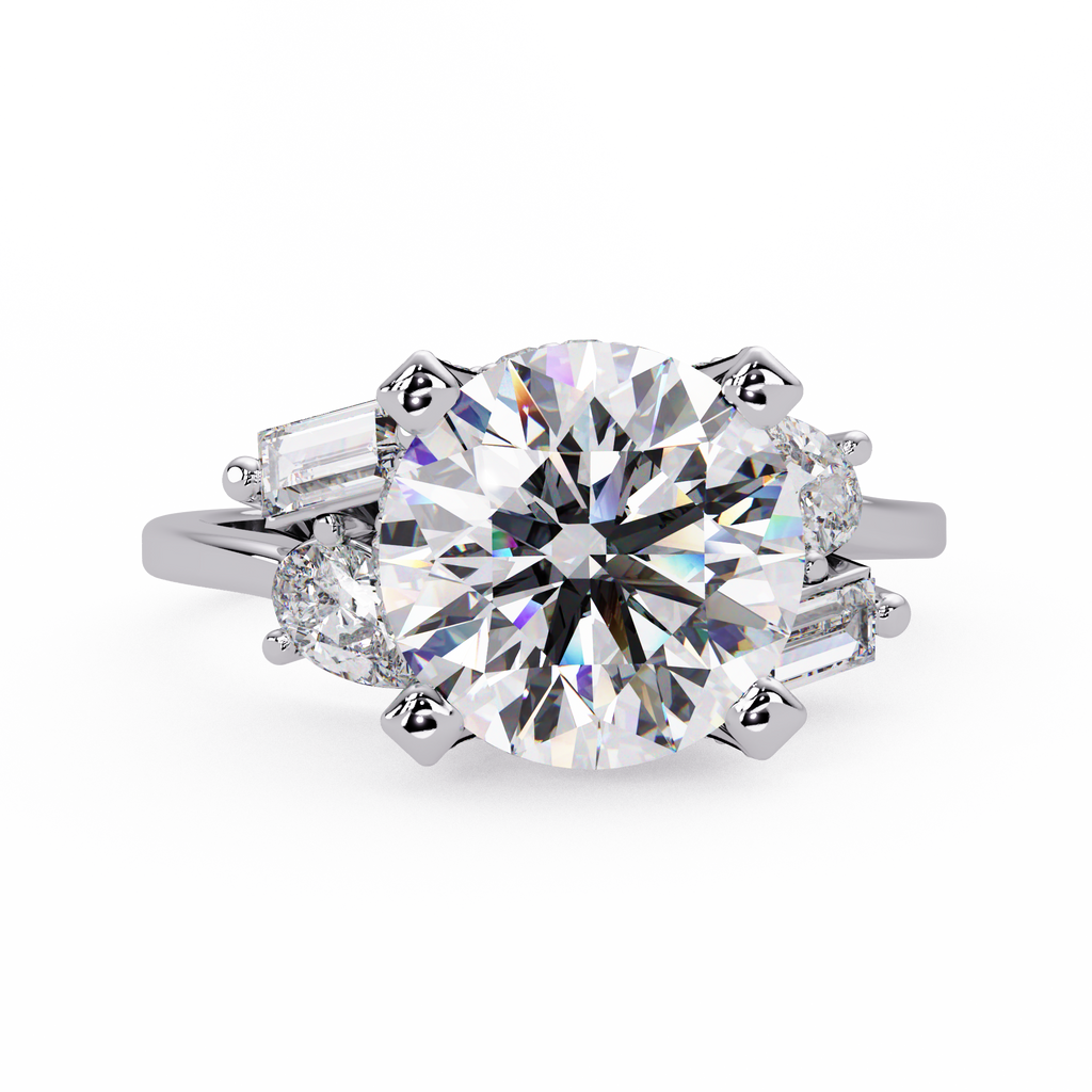 Pear, Baguette & Round Cut Diamond Ladies Ring