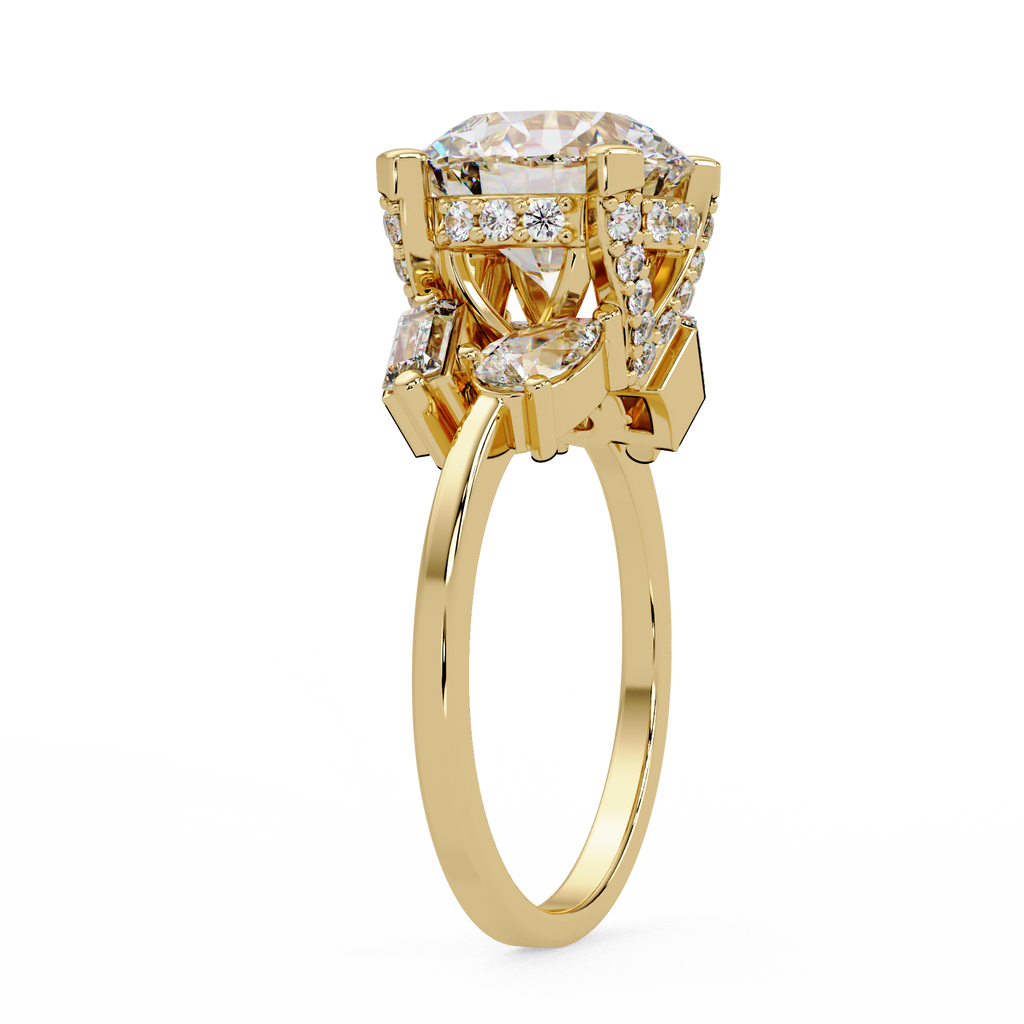 Pear, Baguette & Round Cut Diamond Ladies Ring