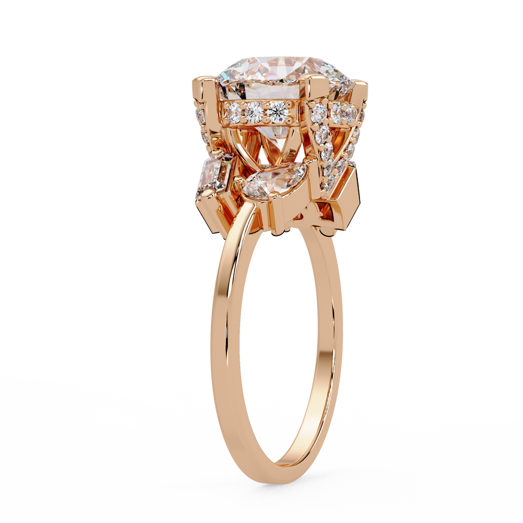 Pear, Baguette & Round Cut Diamond Ladies Ring