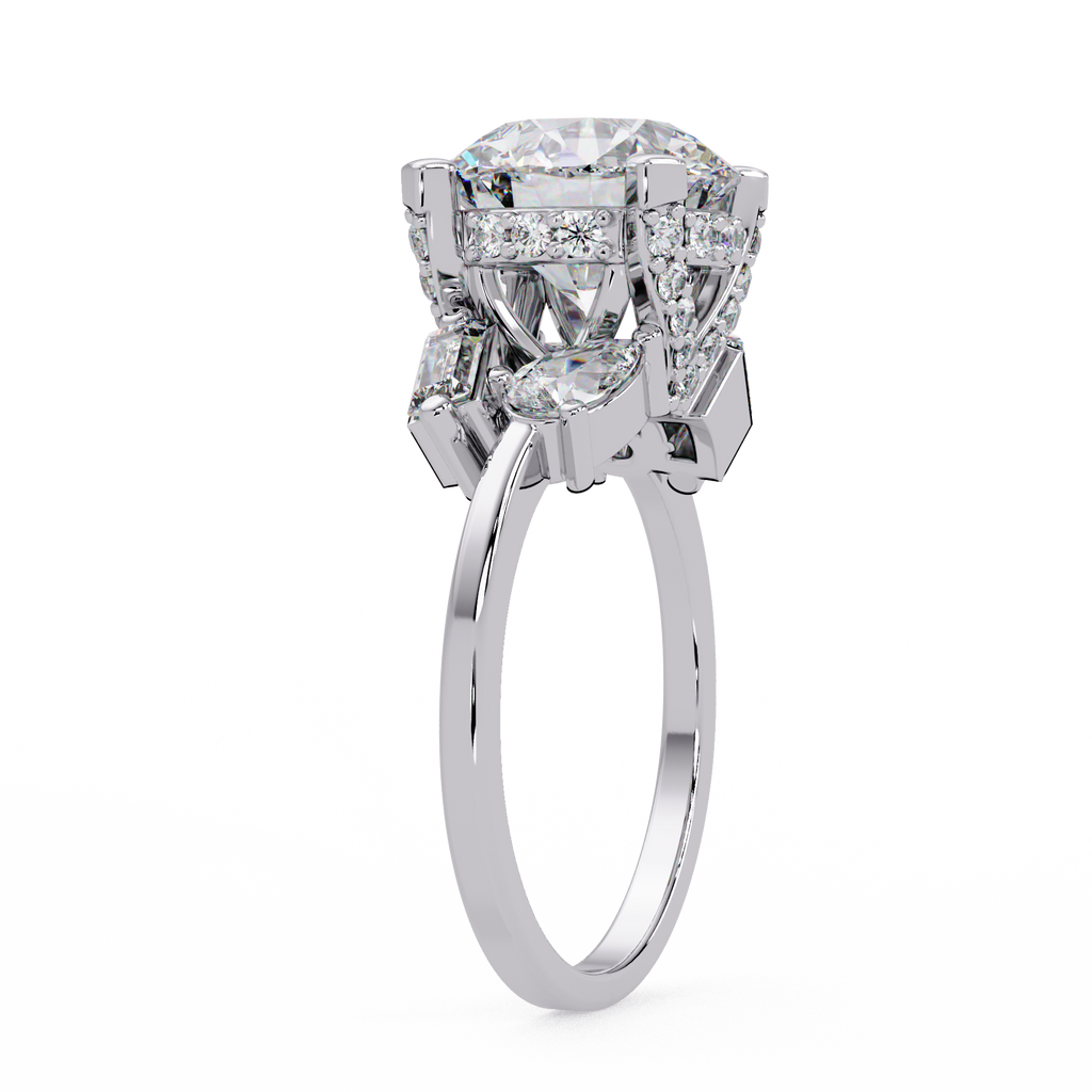 Pear, Baguette & Round Cut Diamond Ladies Ring