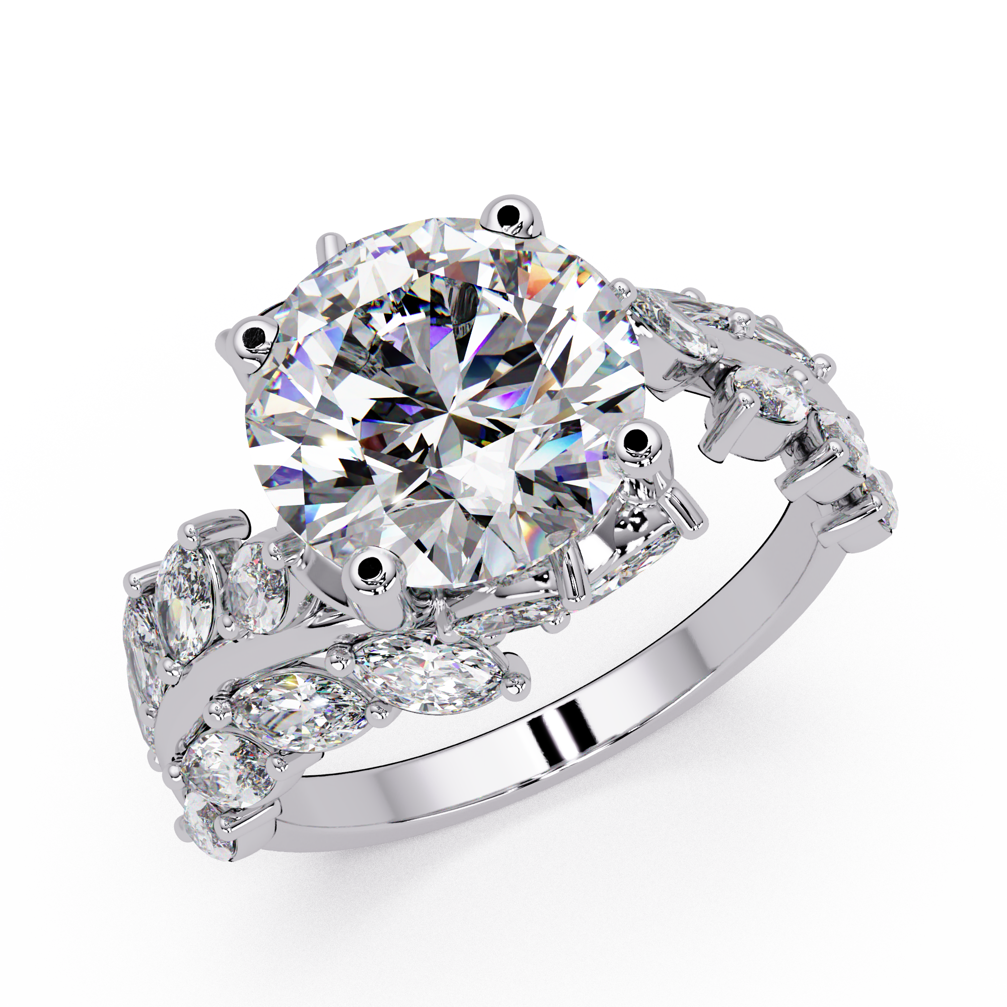 Marquise & Round Cut Diamond Ladies Ring