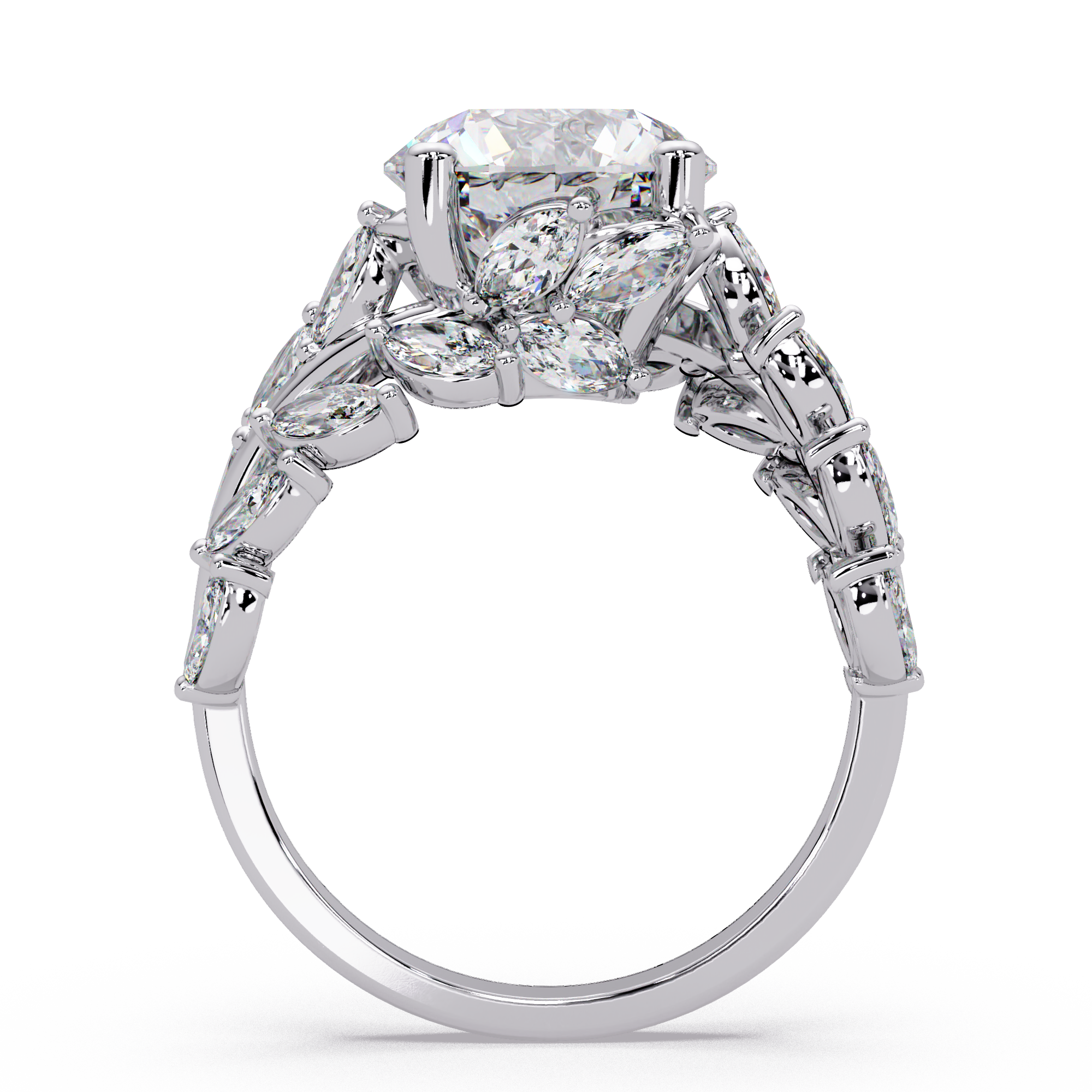 Marquise & Round Cut Diamond Ladies Ring