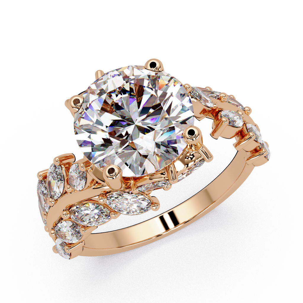 Marquise & Round Cut Diamond Ladies Ring