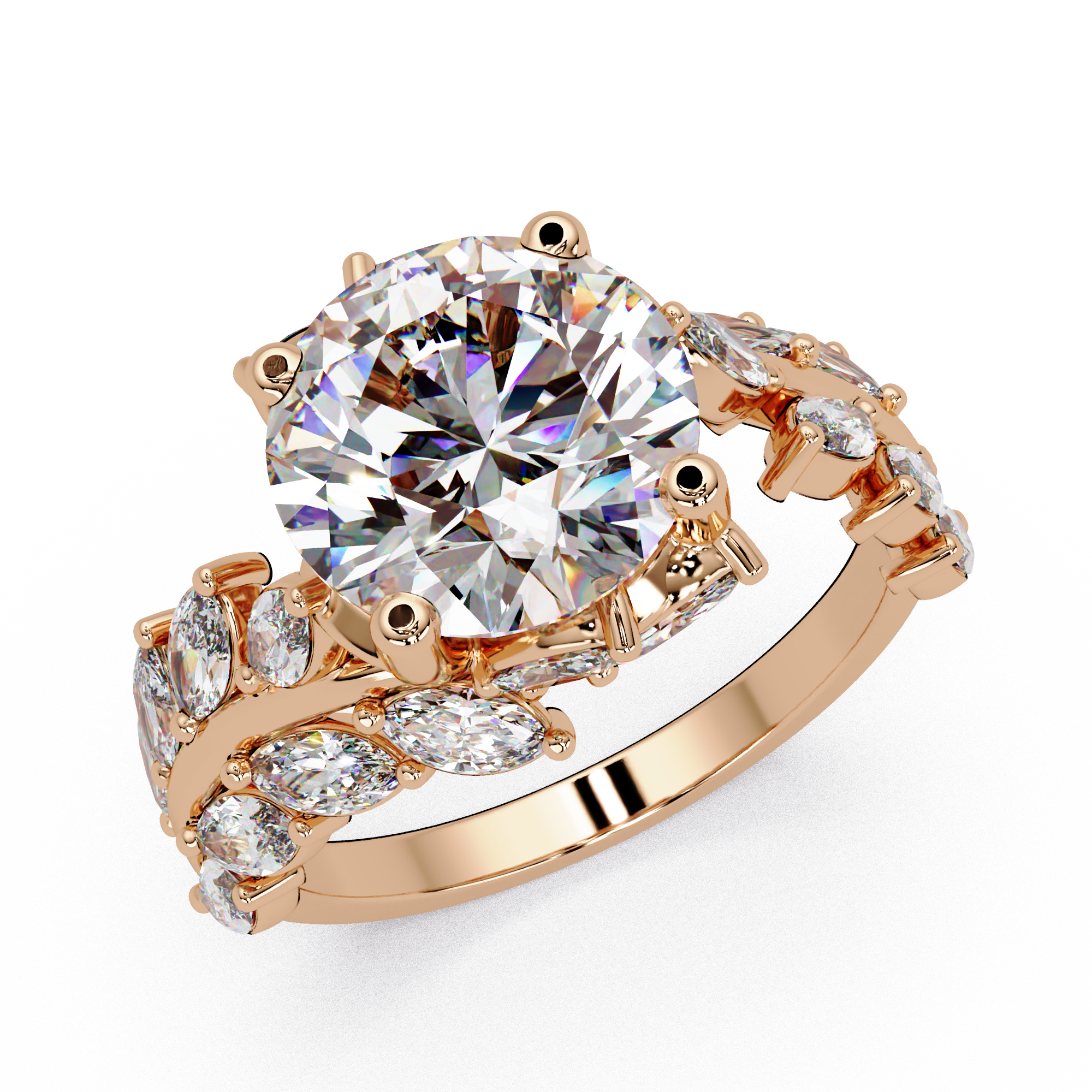 Marquise & Round Cut Diamond Ladies Ring