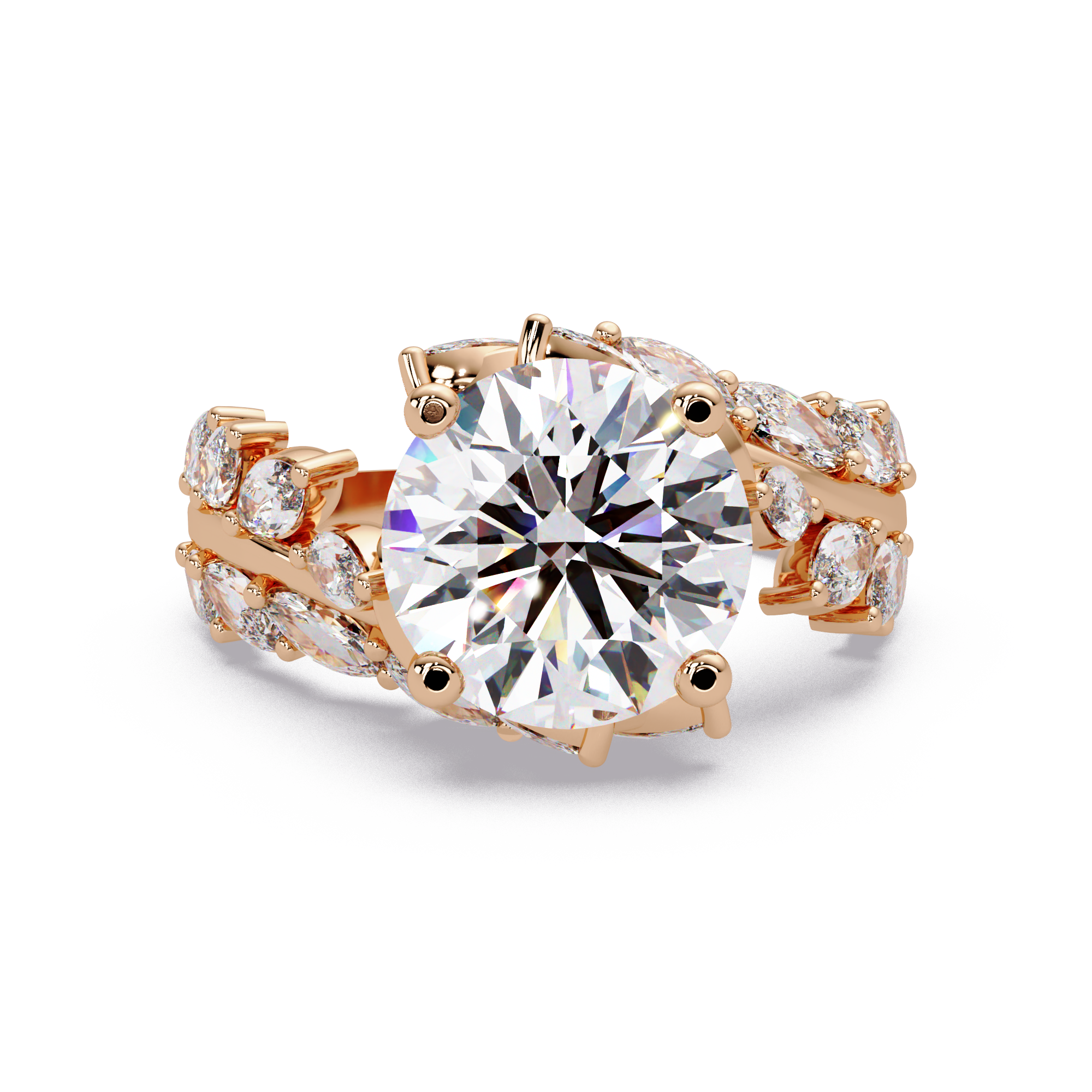 Marquise & Round Cut Diamond Ladies Ring