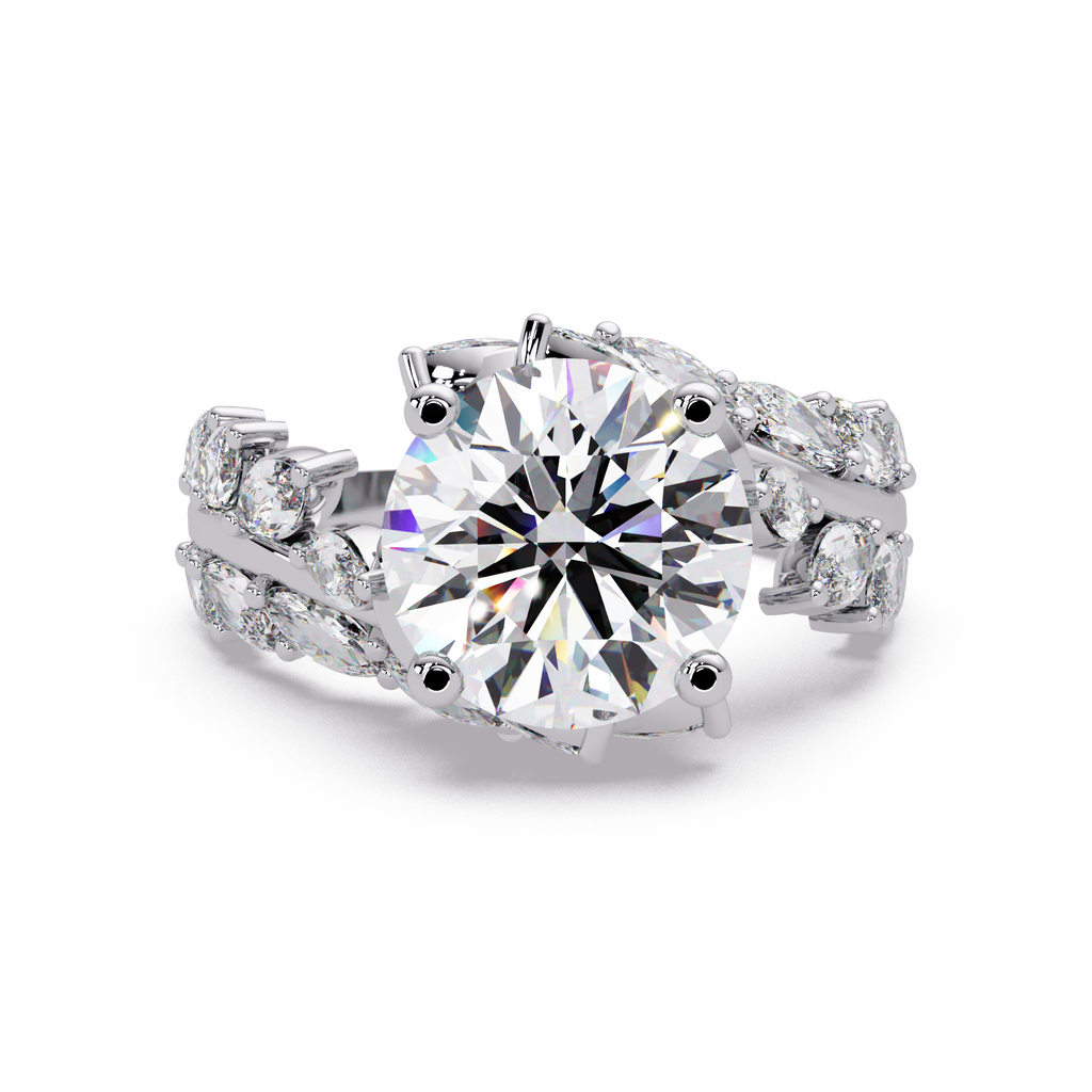Marquise & Round Cut Diamond Ladies Ring