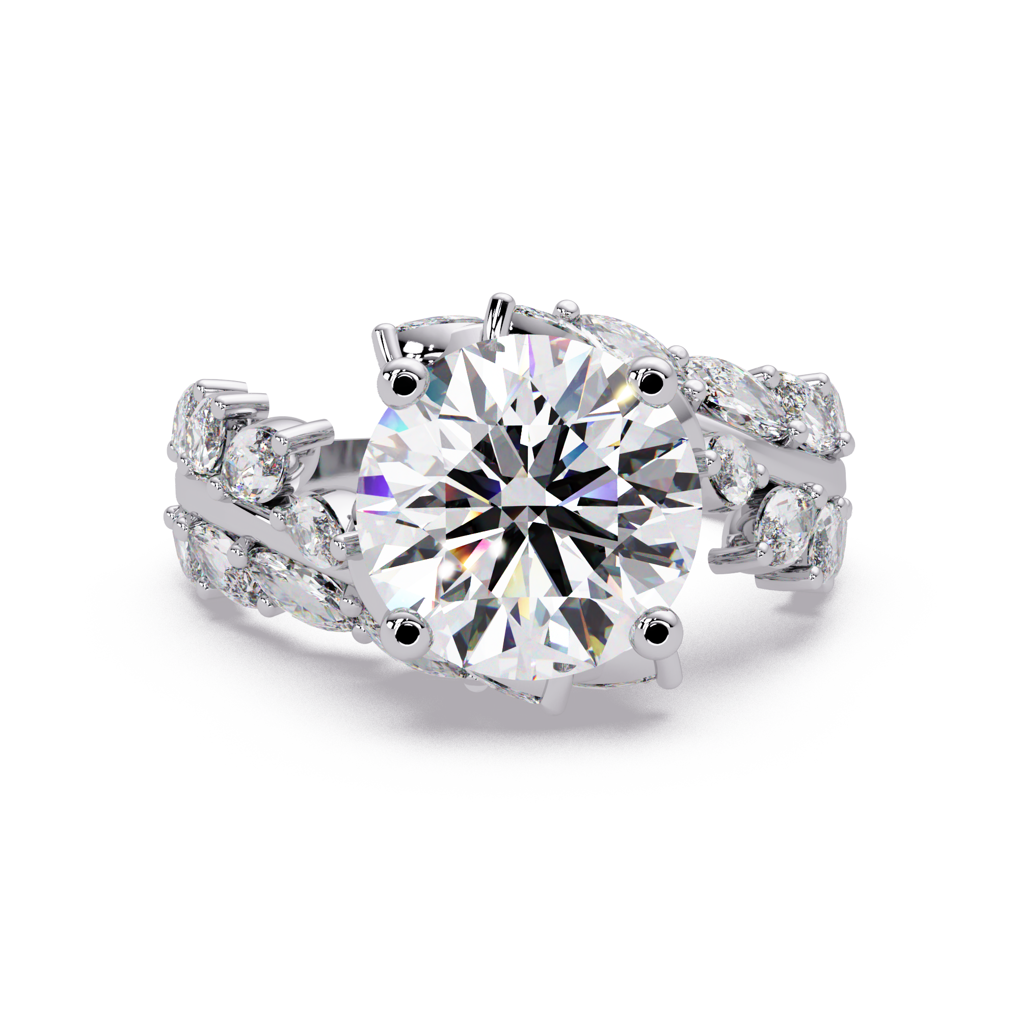 Marquise & Round Cut Diamond Ladies Ring