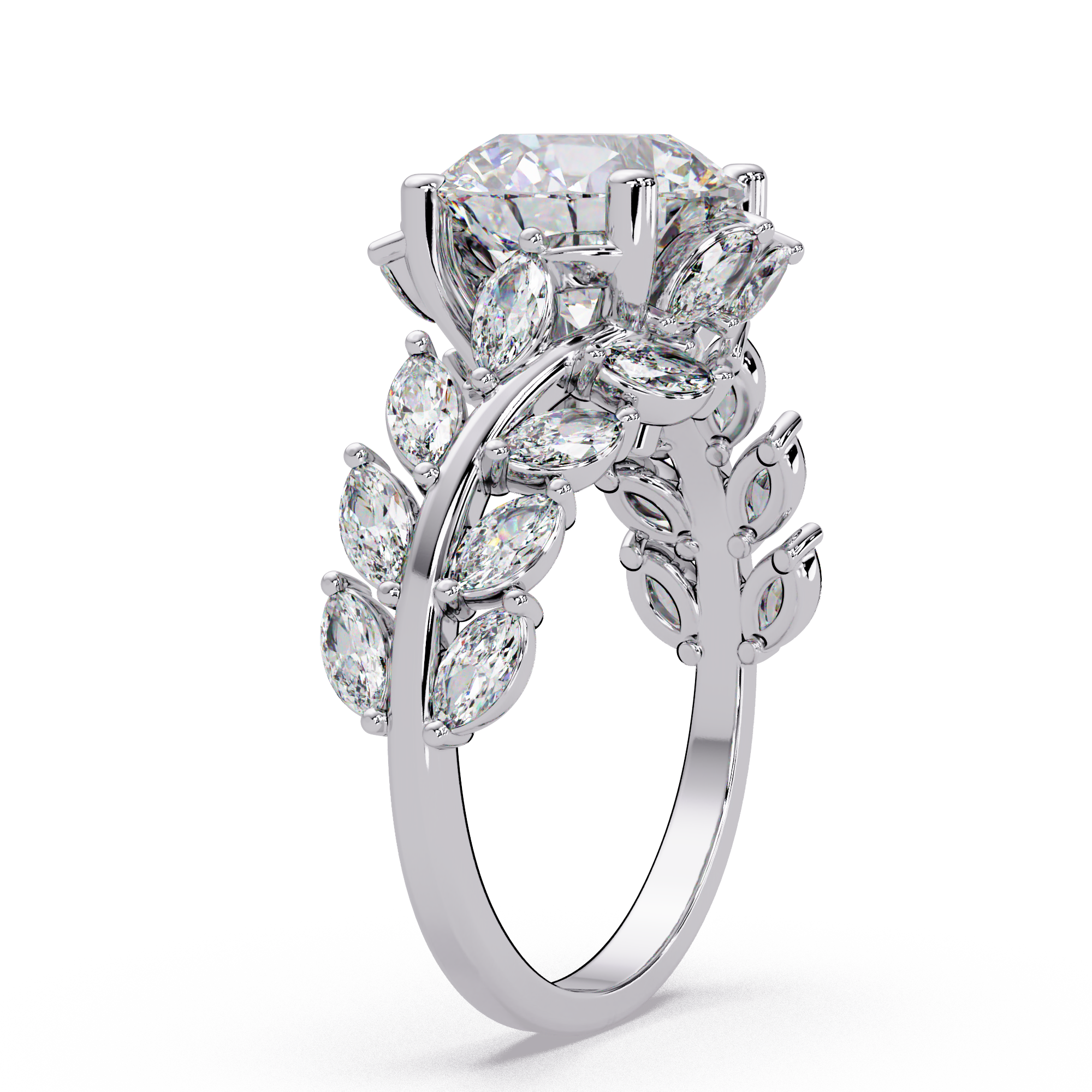 Marquise & Round Cut Diamond Ladies Ring
