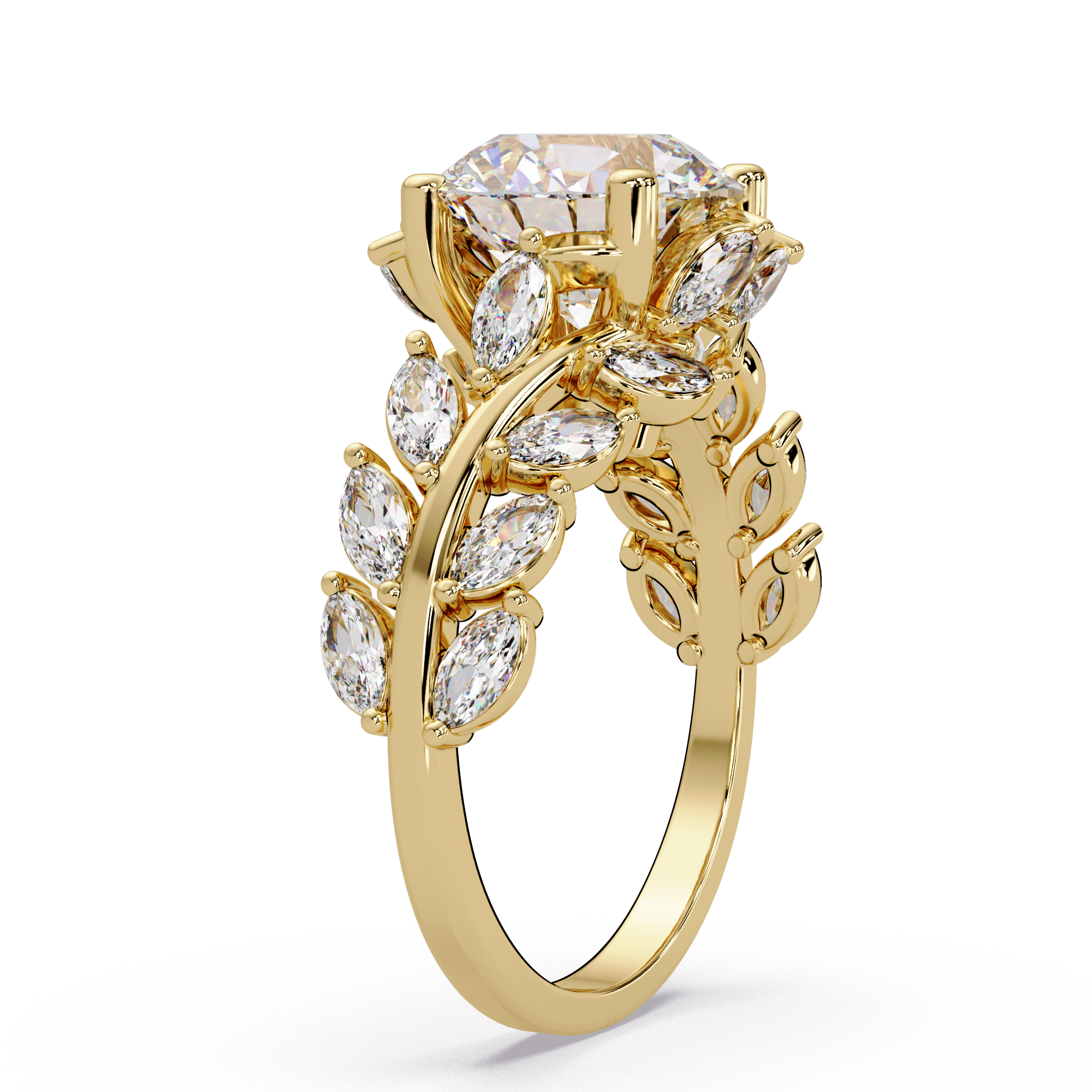 Marquise & Round Cut Diamond Ladies Ring