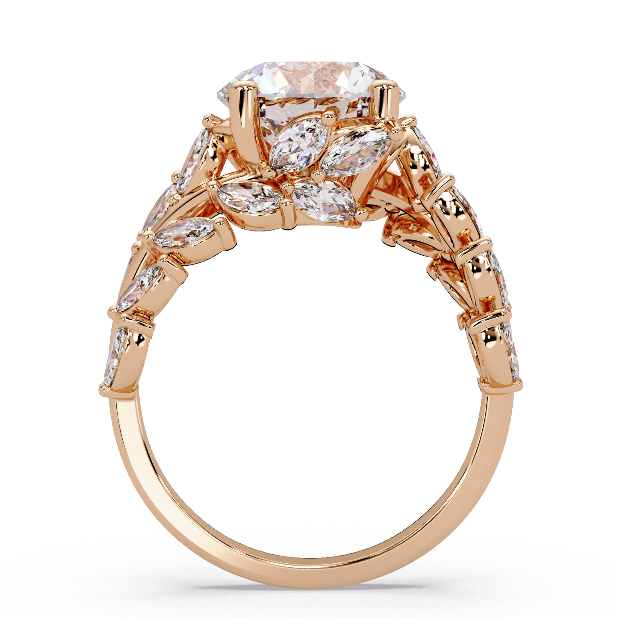 Marquise & Round Cut Diamond Ladies Ring
