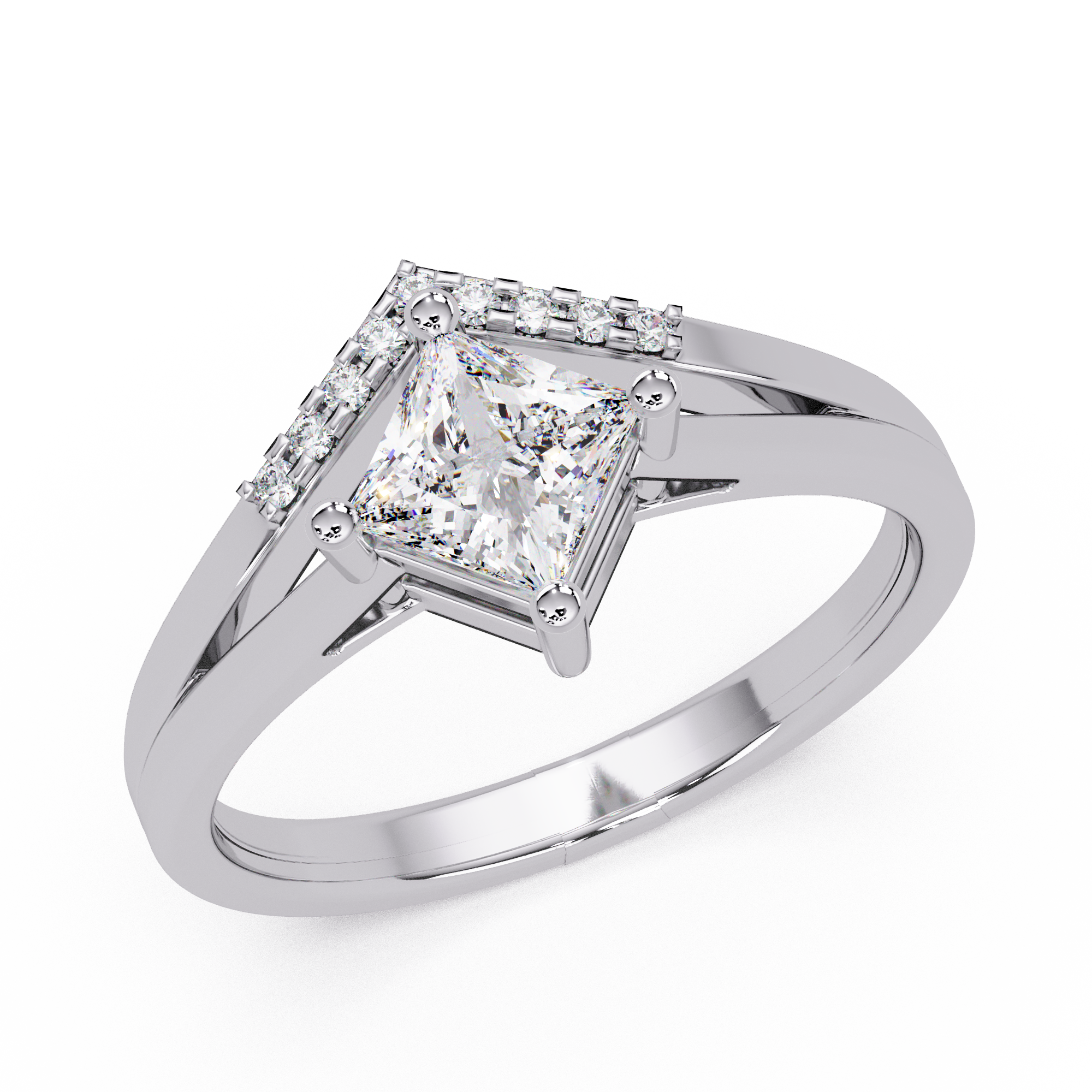 Princess & Round Cut Diamond Ladies Ring