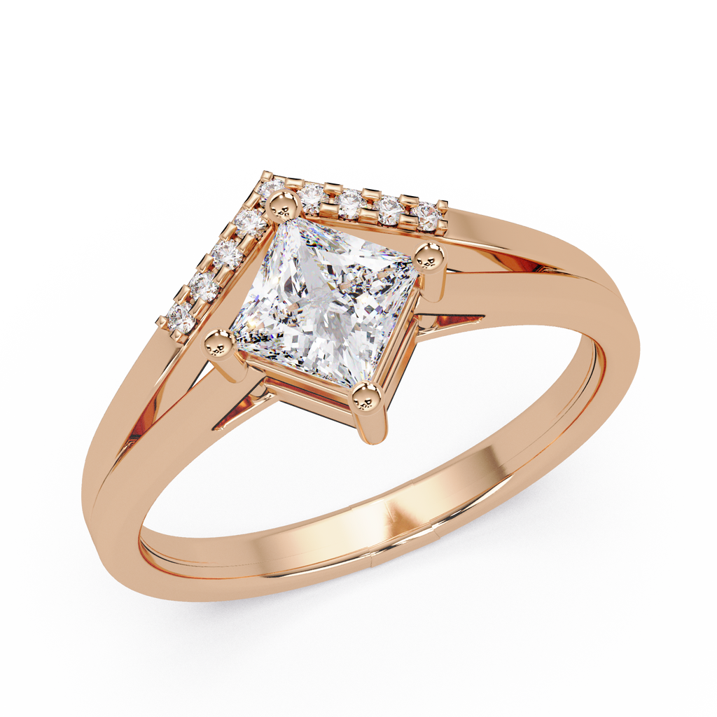 Princess & Round Cut Diamond Ladies Ring