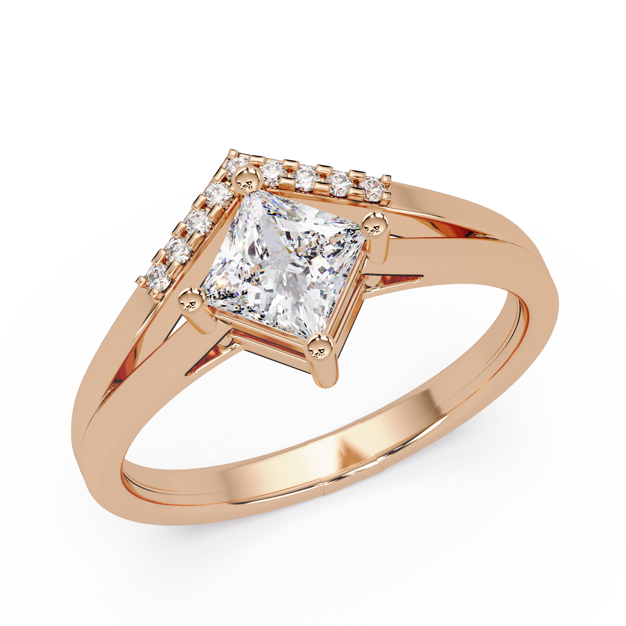 Princess & Round Cut Diamond Ladies Ring
