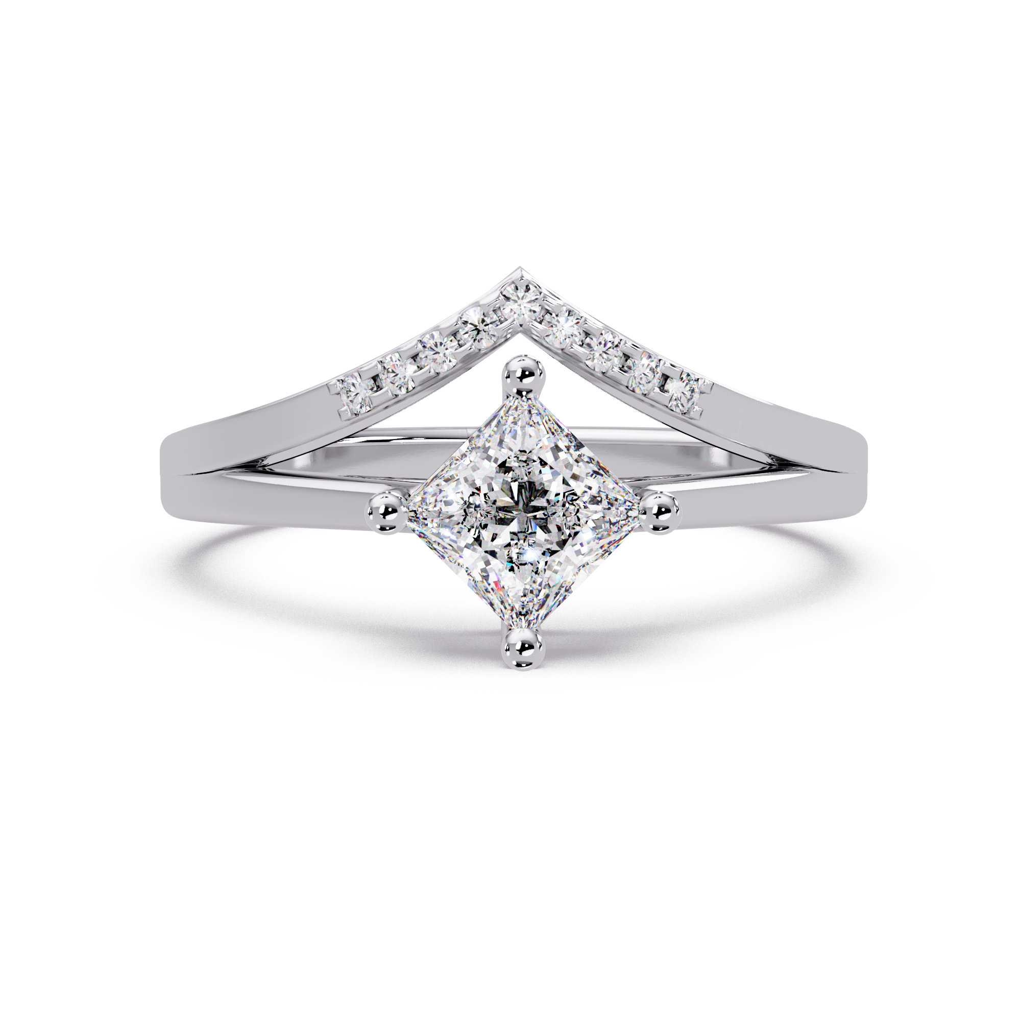 Princess & Round Cut Diamond Ladies Ring
