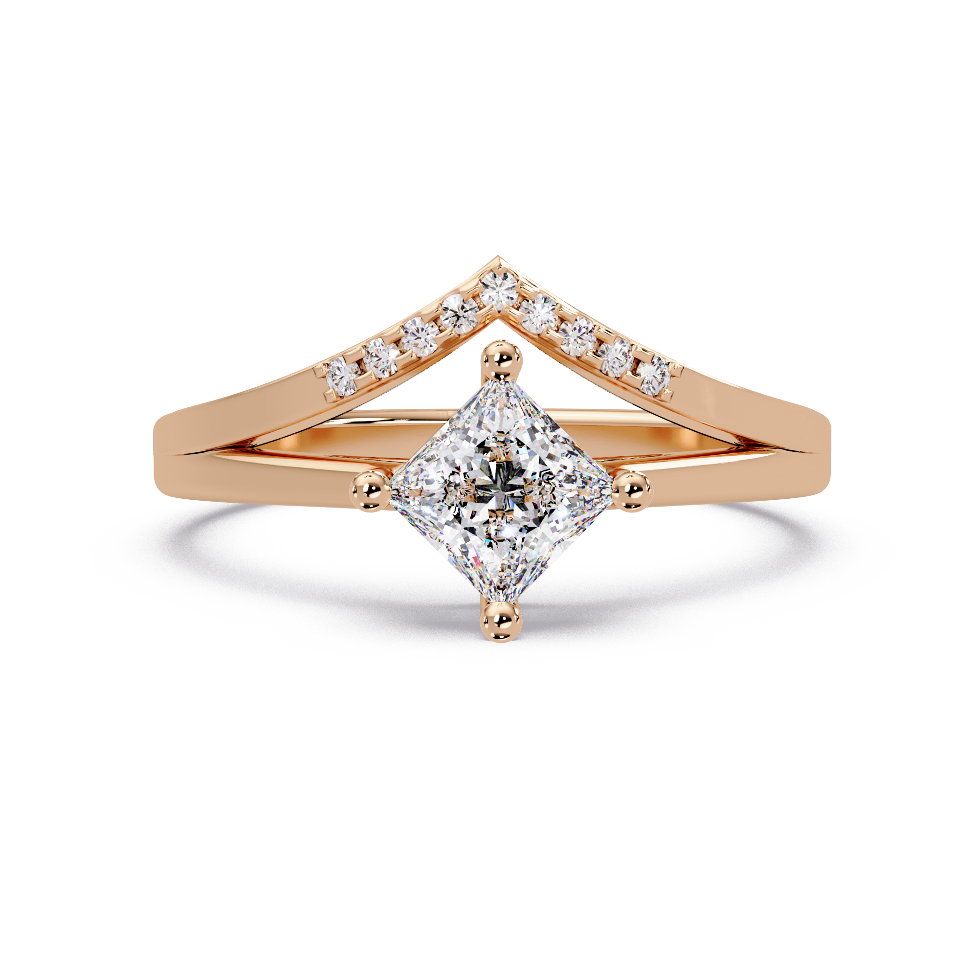 Princess & Round Cut Diamond Ladies Ring