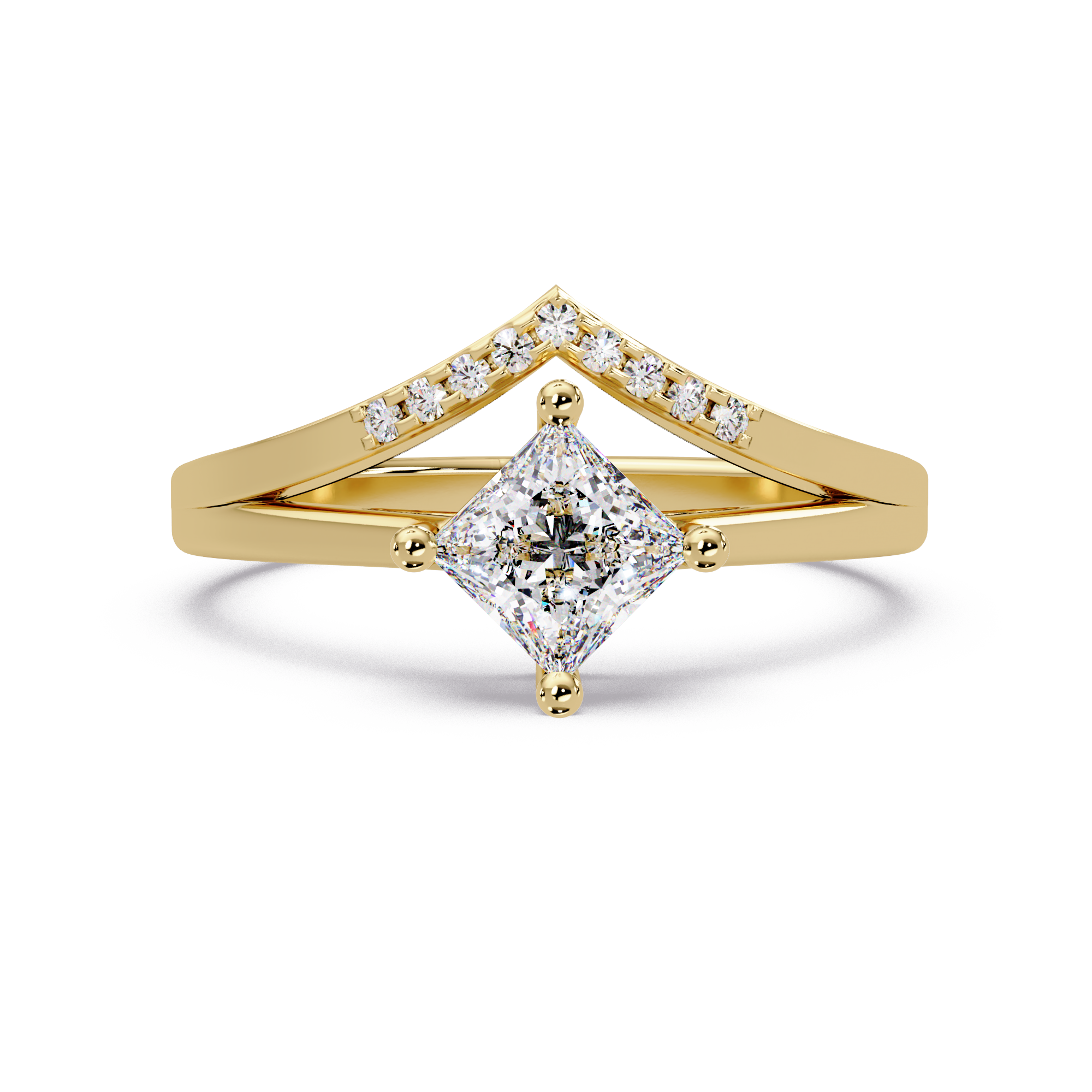Princess & Round Cut Diamond Ladies Ring