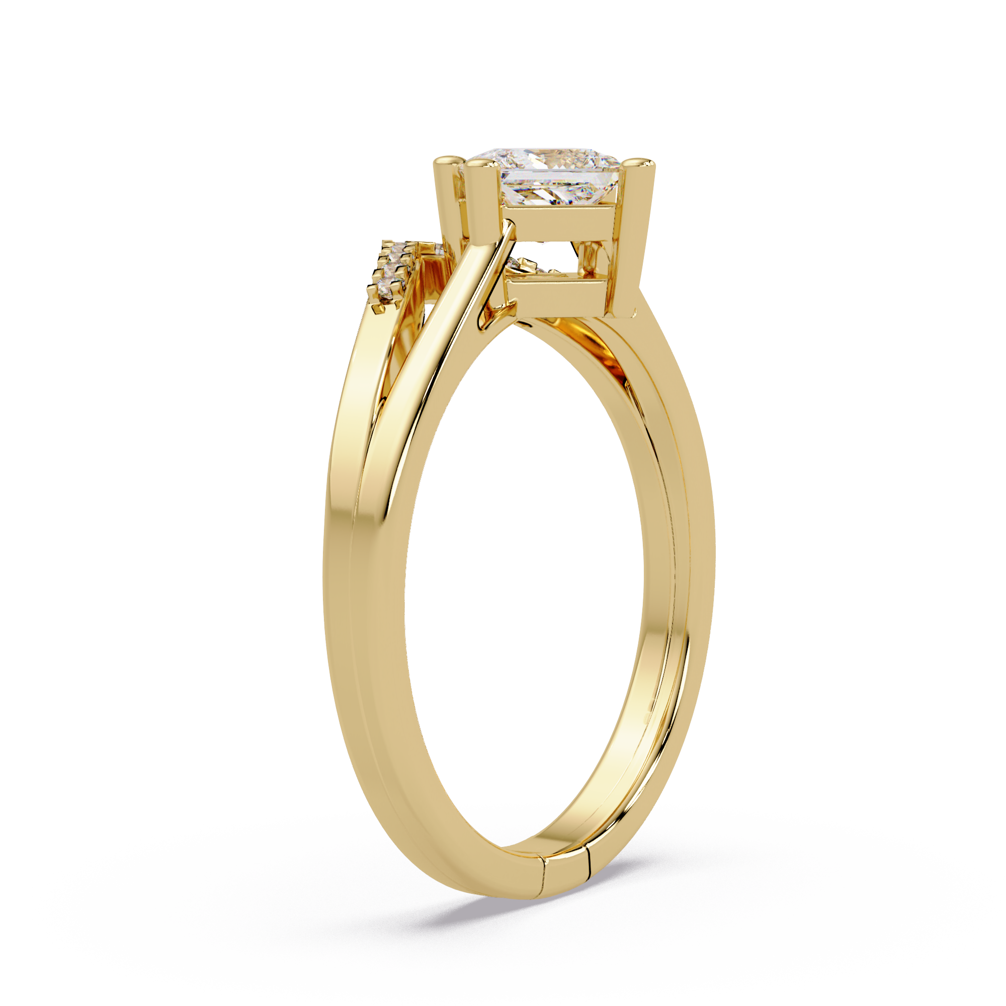 Princess & Round Cut Diamond Ladies Ring