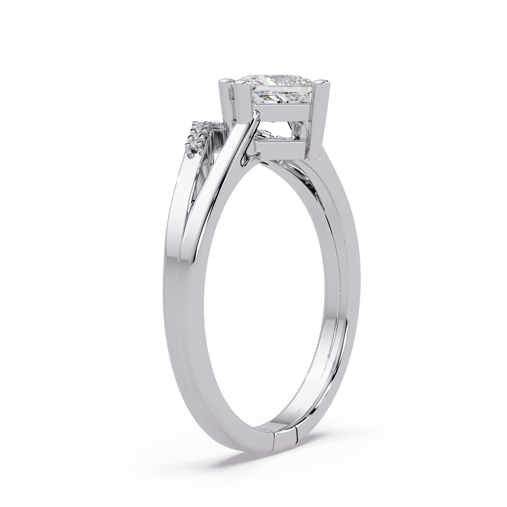 Princess & Round Cut Diamond Ladies Ring