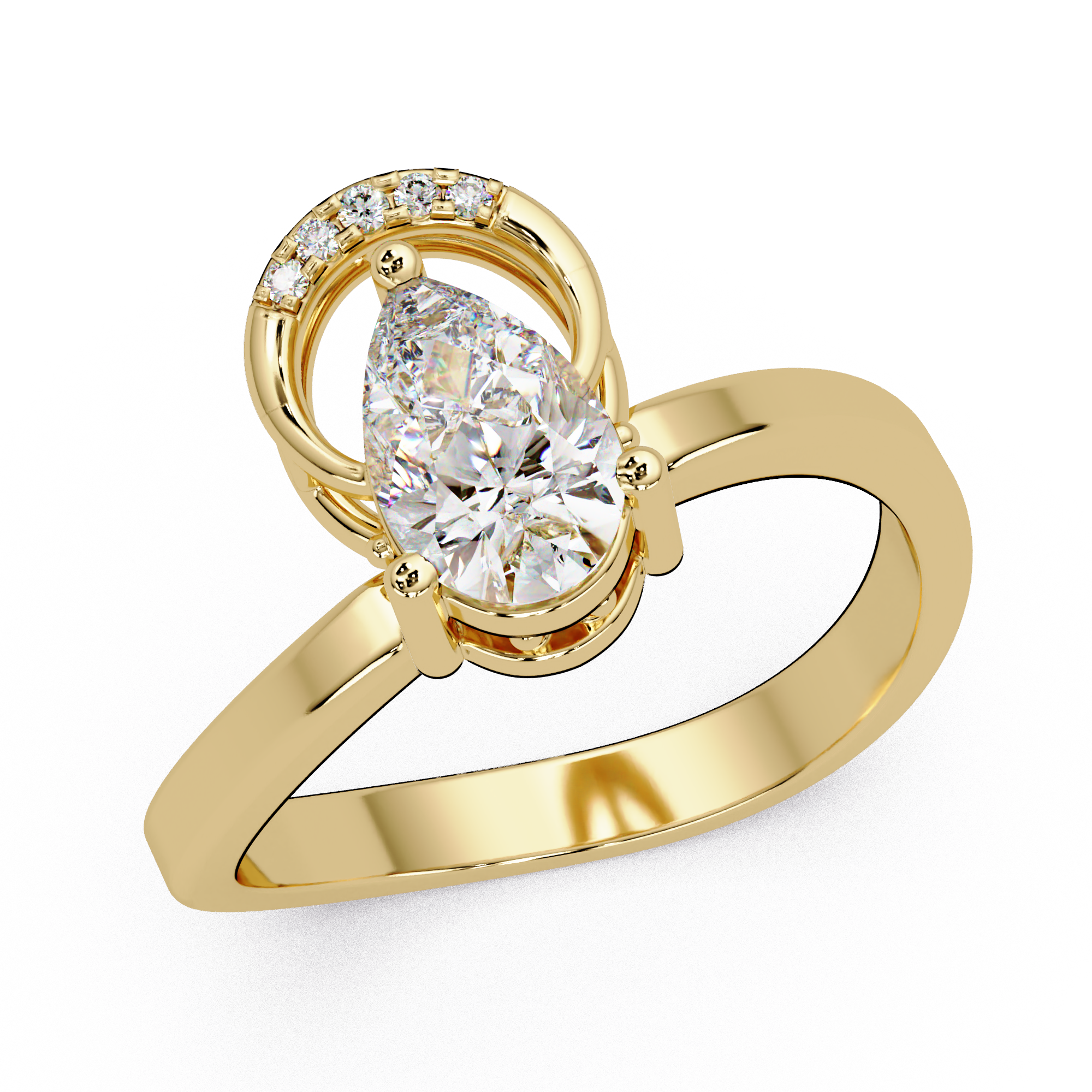 Pear & Round Cut Diamond Ladies Ring