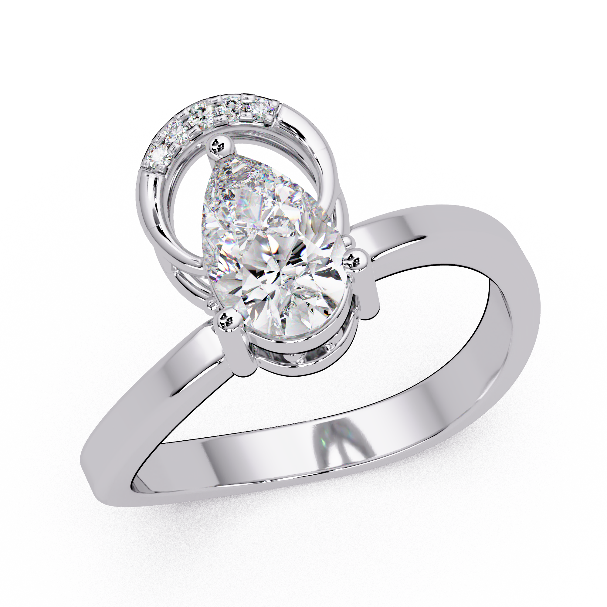 Pear & Round Cut Diamond Ladies Ring