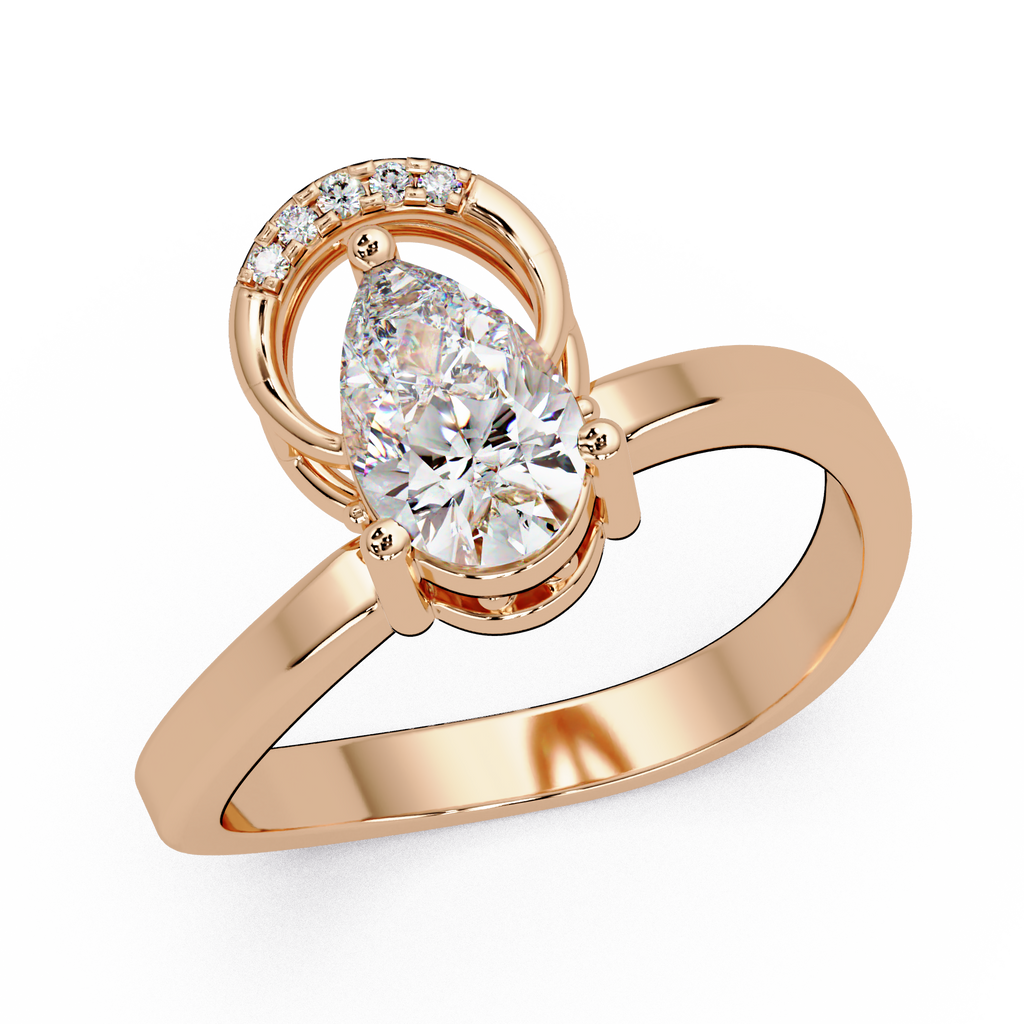 Pear & Round Cut Diamond Ladies Ring