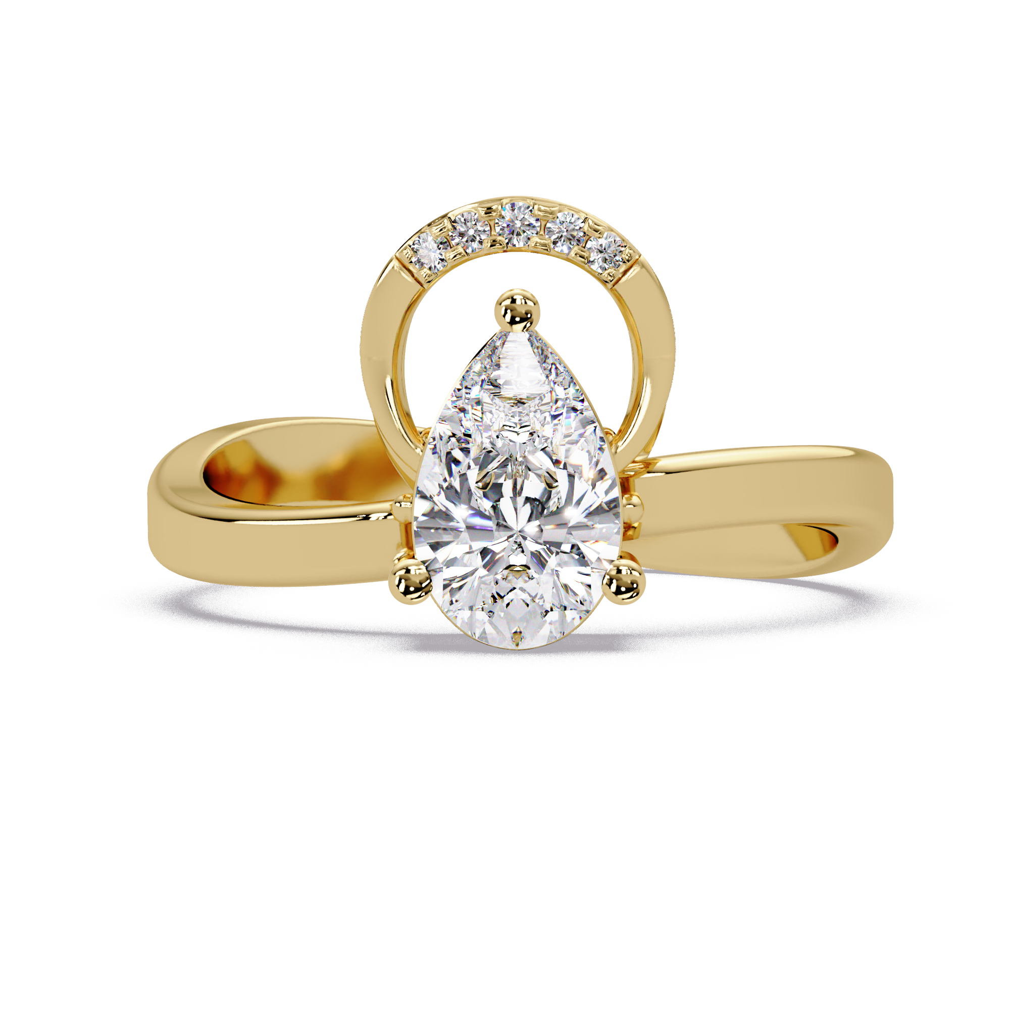 Pear & Round Cut Diamond Ladies Ring