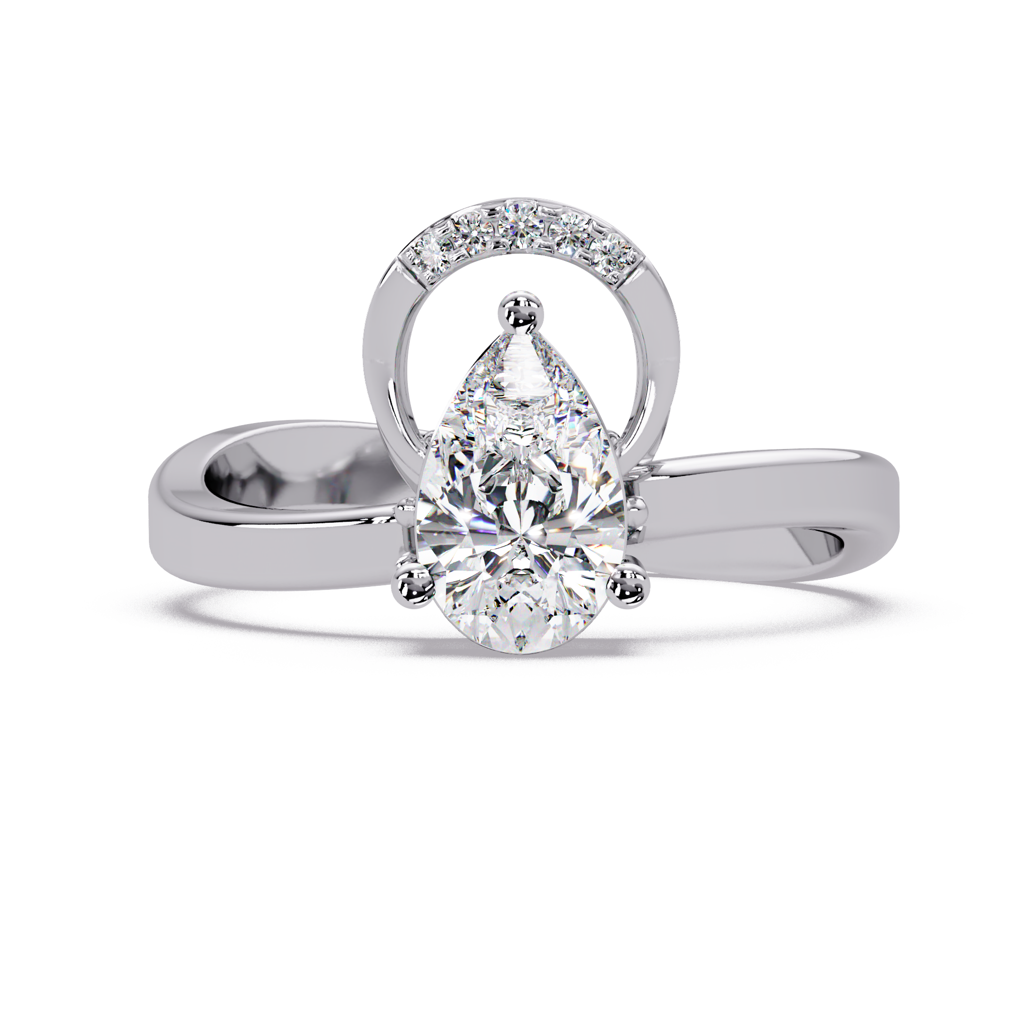 Pear & Round Cut Diamond Ladies Ring