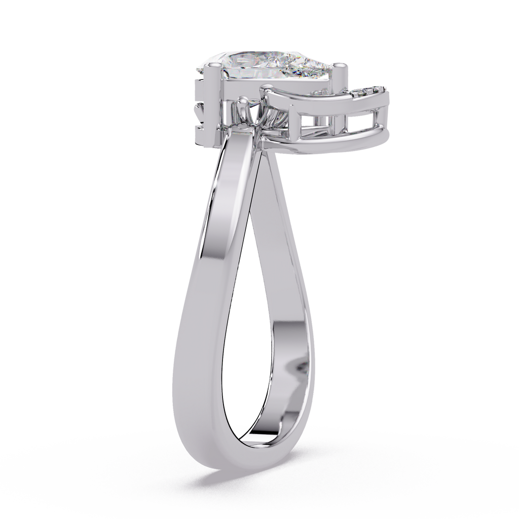 Pear & Round Cut Diamond Ladies Ring