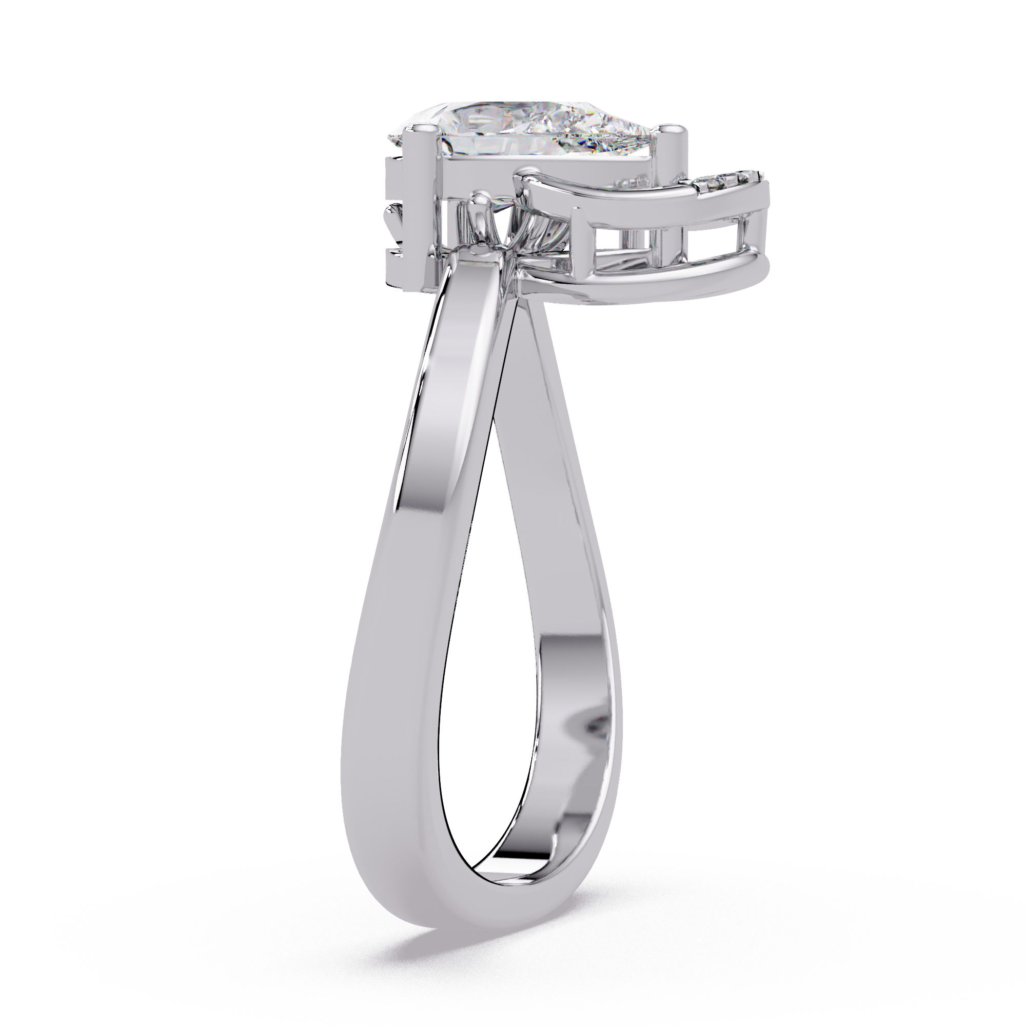 Pear & Round Cut Diamond Ladies Ring