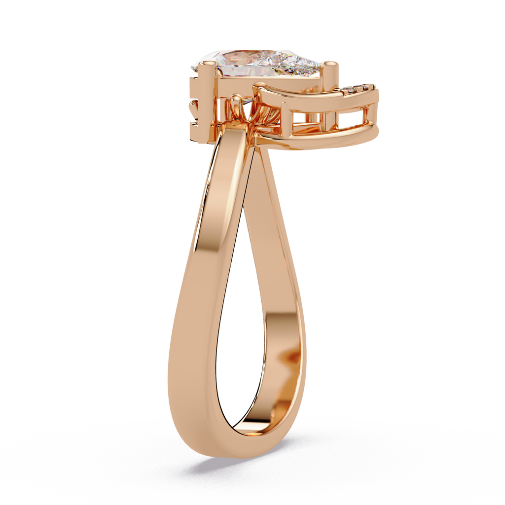 Pear & Round Cut Diamond Ladies Ring