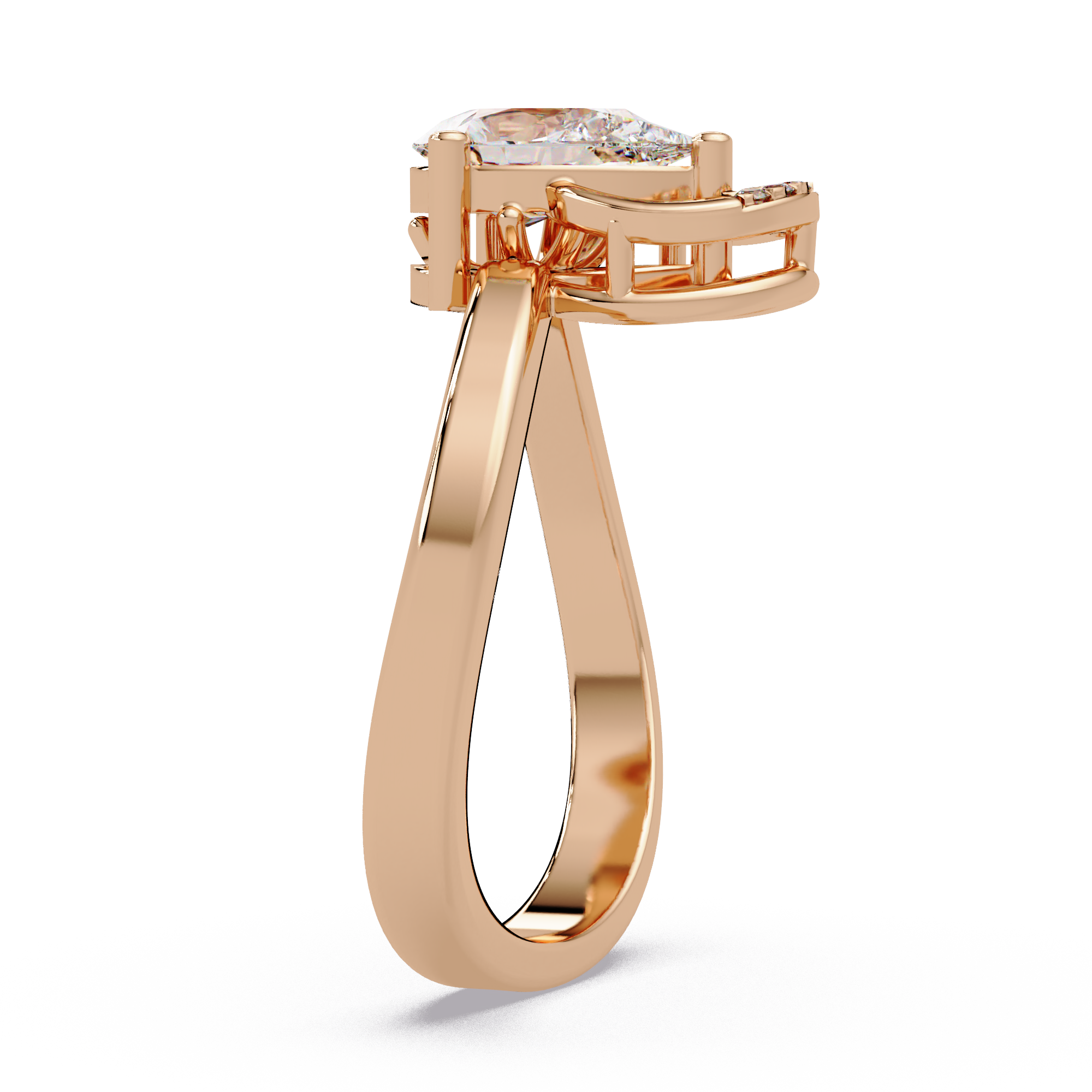 Pear & Round Cut Diamond Ladies Ring