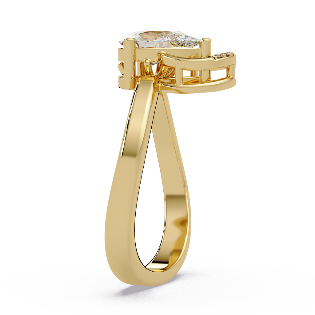 Pear & Round Cut Diamond Ladies Ring