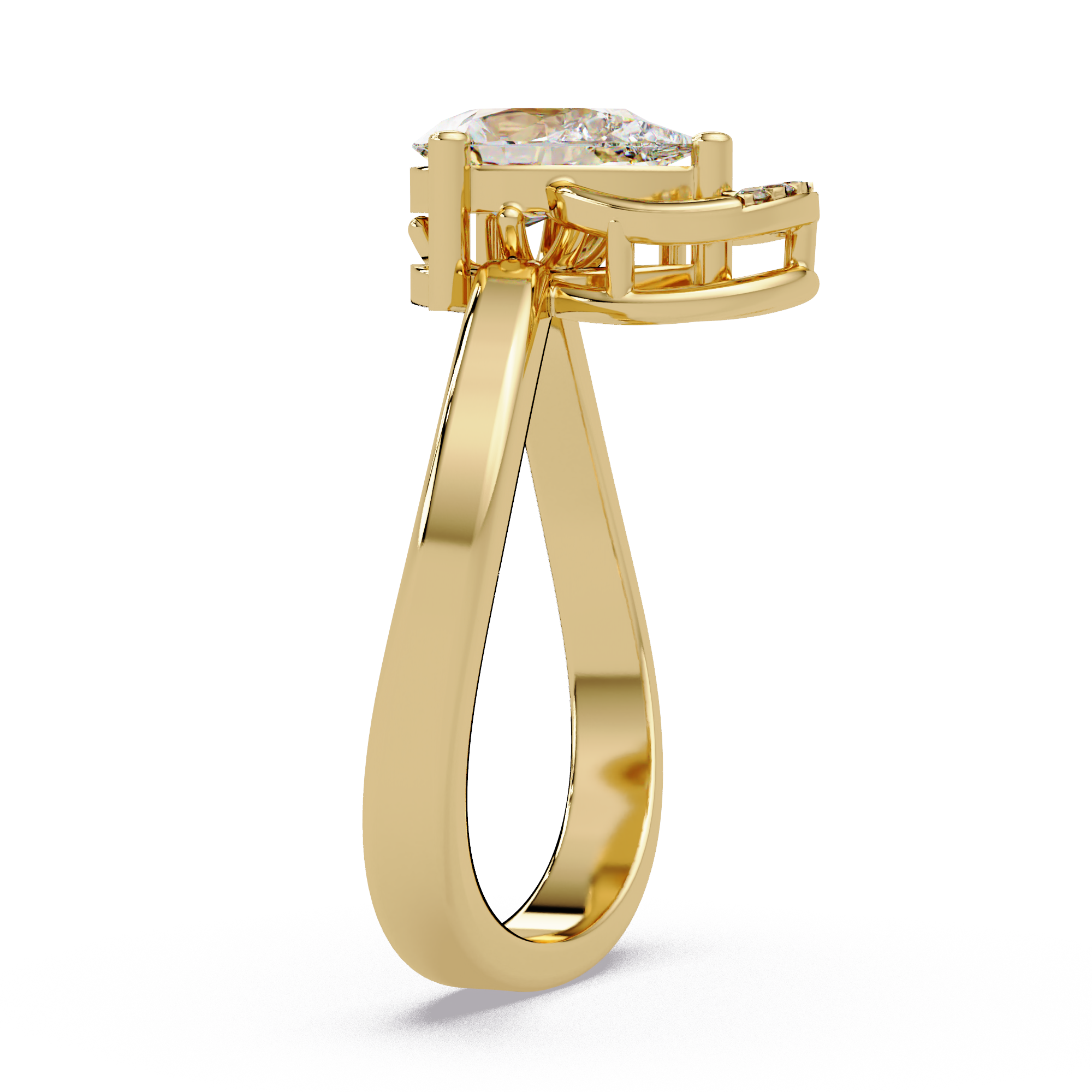 Pear & Round Cut Diamond Ladies Ring