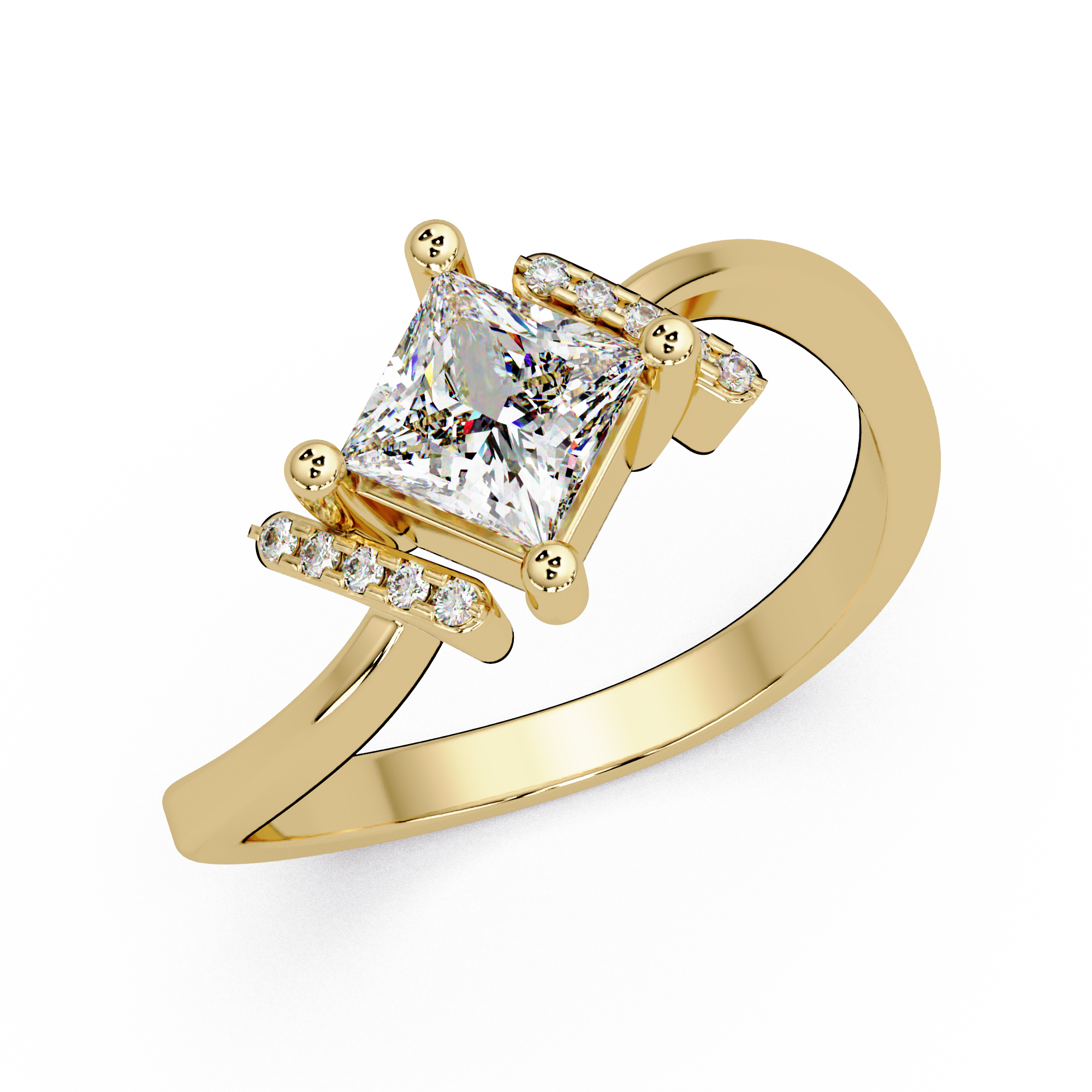 Princess & Round Cut Diamond Ladies Ring