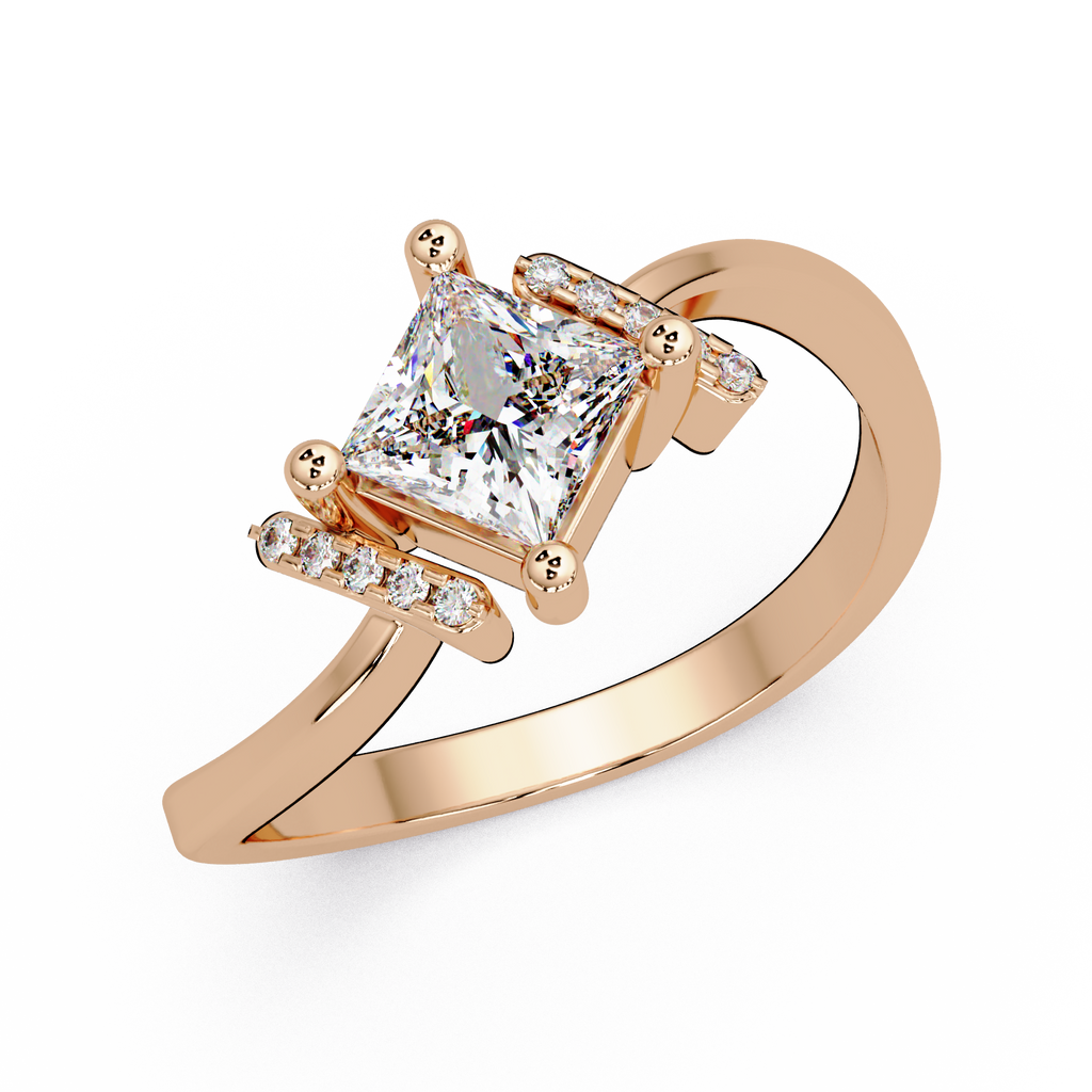 Princess & Round Cut Diamond Ladies Ring