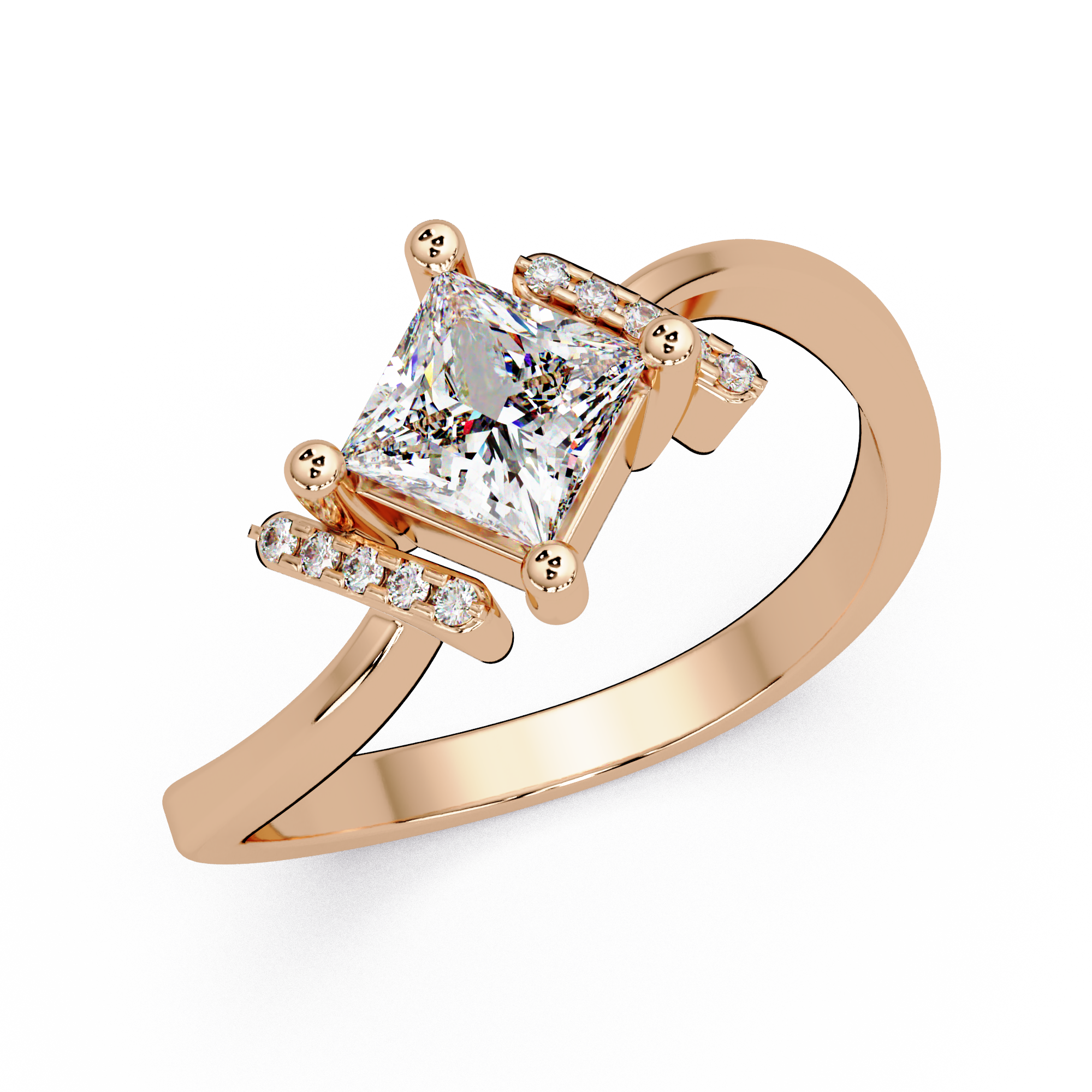 Princess & Round Cut Diamond Ladies Ring