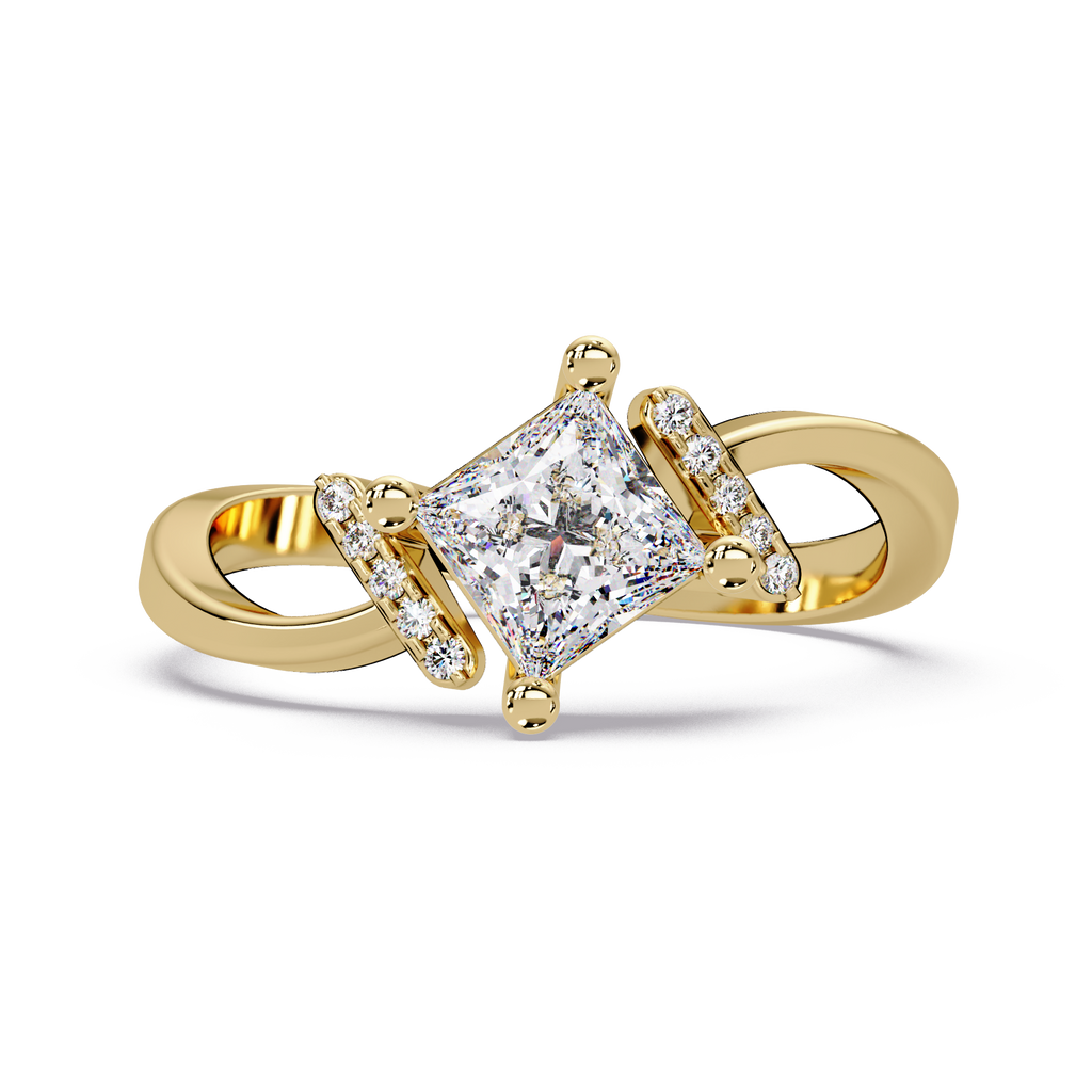 Princess & Round Cut Diamond Ladies Ring