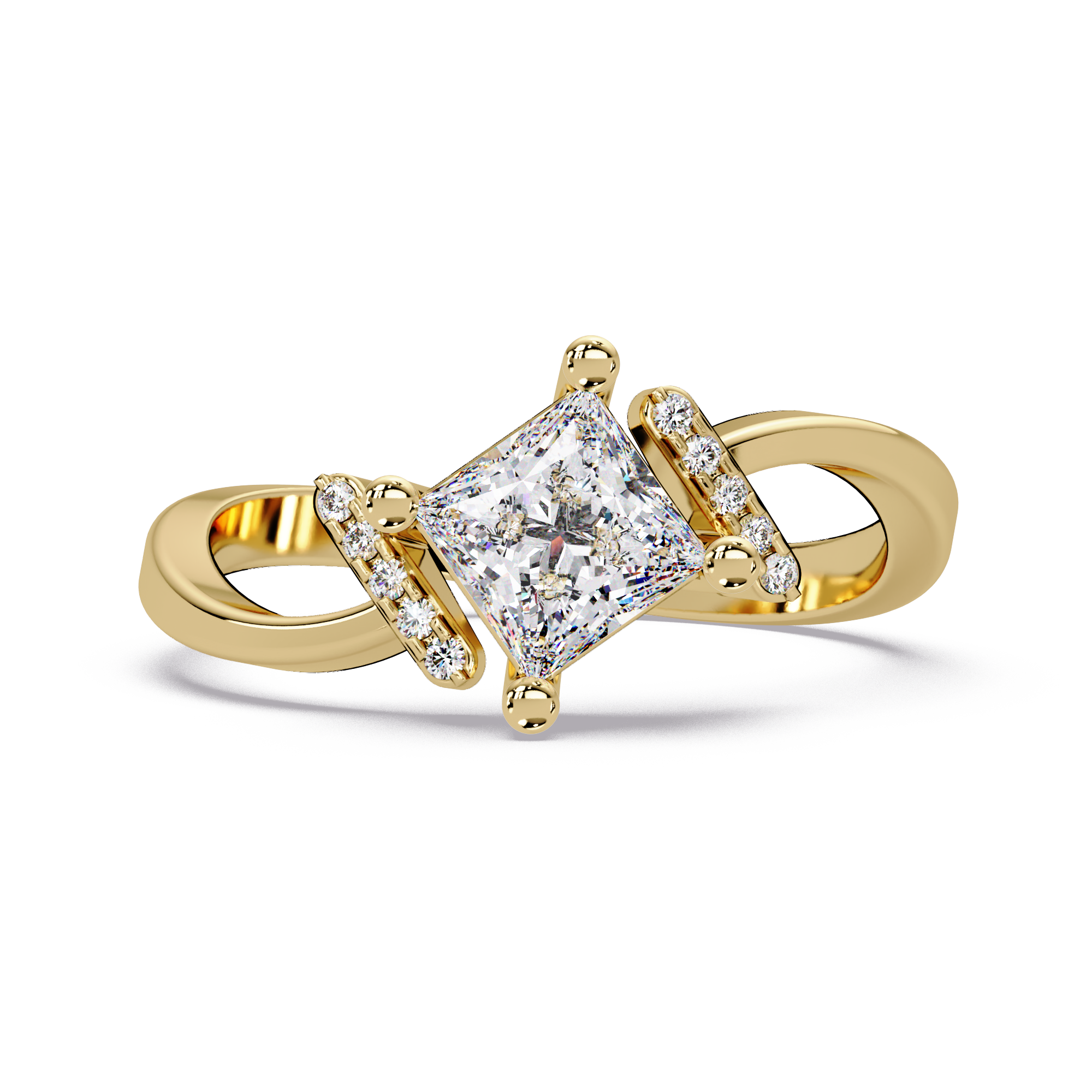 Princess & Round Cut Diamond Ladies Ring