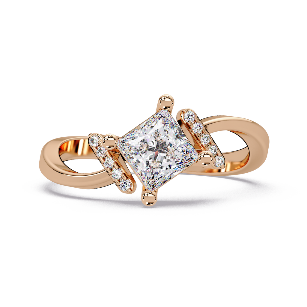 Princess & Round Cut Diamond Ladies Ring