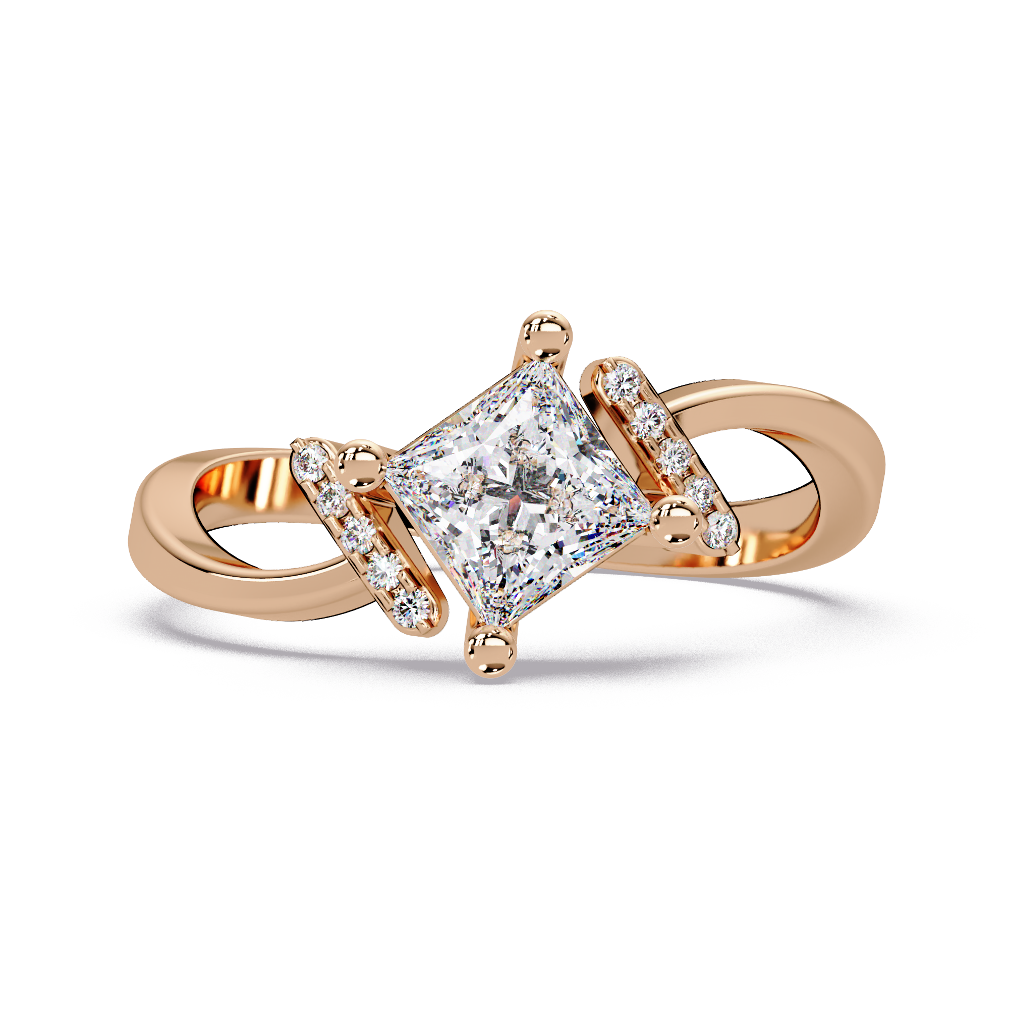 Princess & Round Cut Diamond Ladies Ring