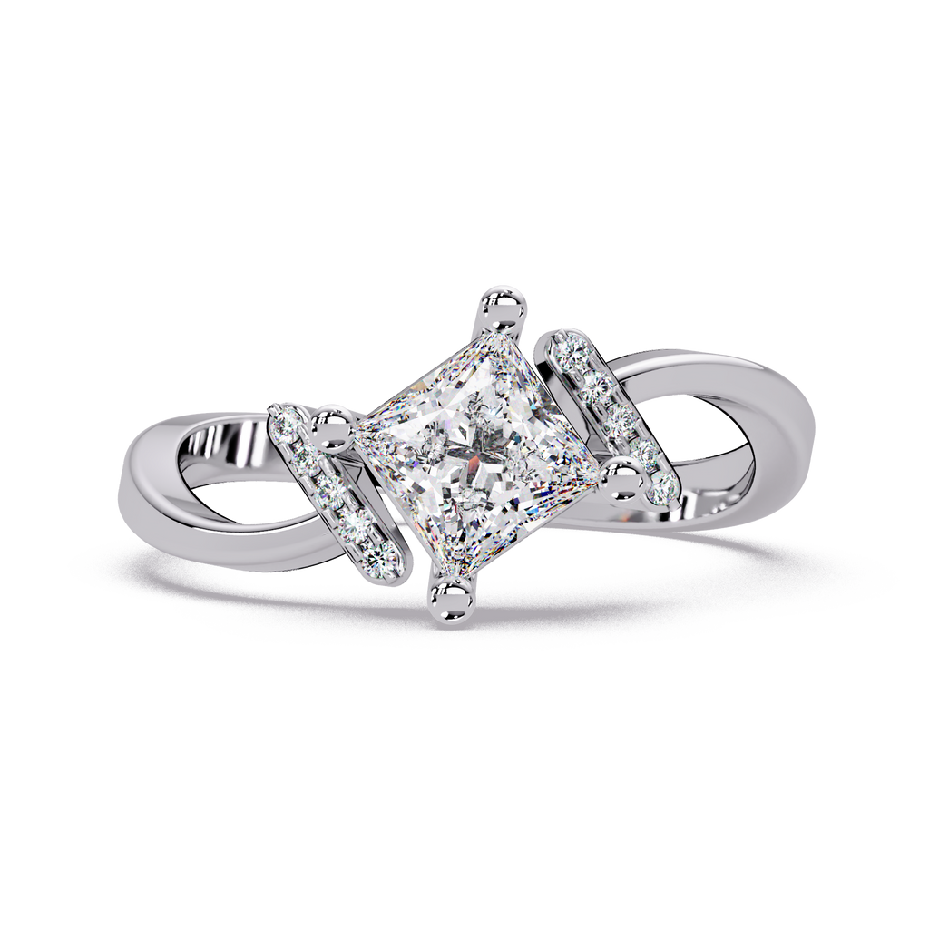 Princess & Round Cut Diamond Ladies Ring