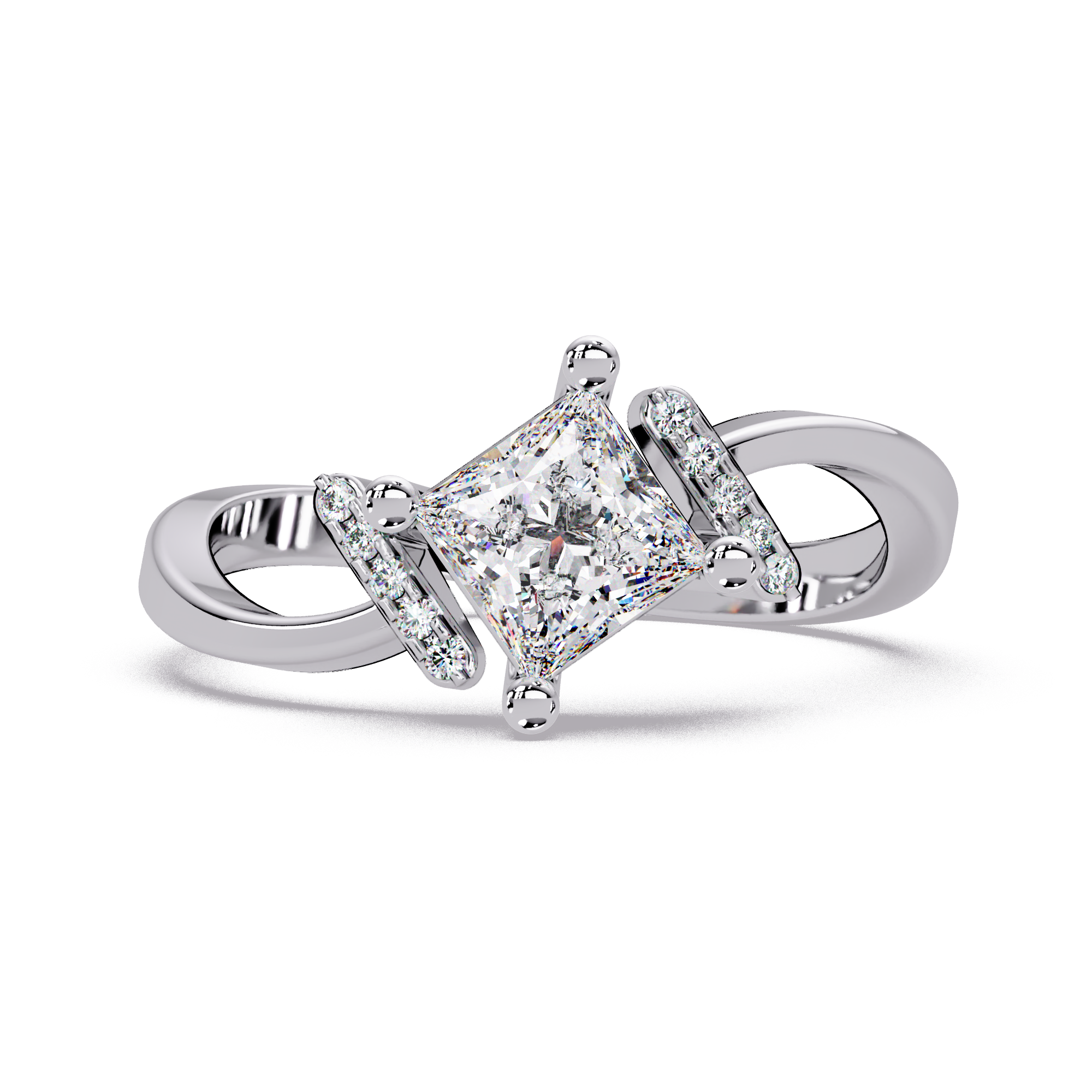 Princess & Round Cut Diamond Ladies Ring