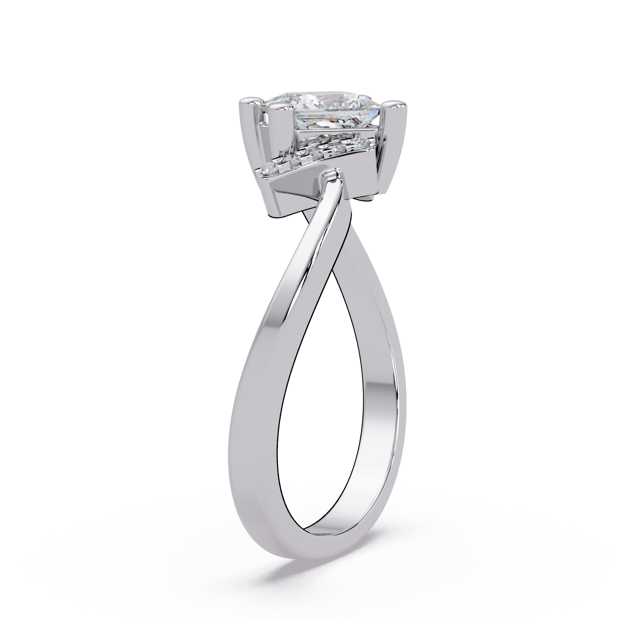 Princess & Round Cut Diamond Ladies Ring