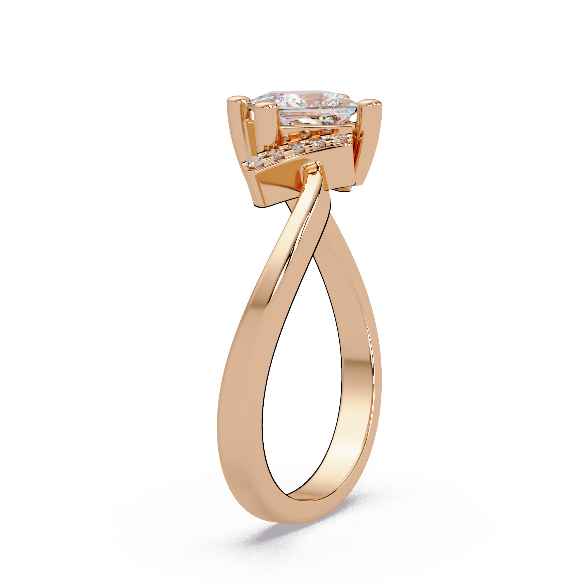 Princess & Round Cut Diamond Ladies Ring