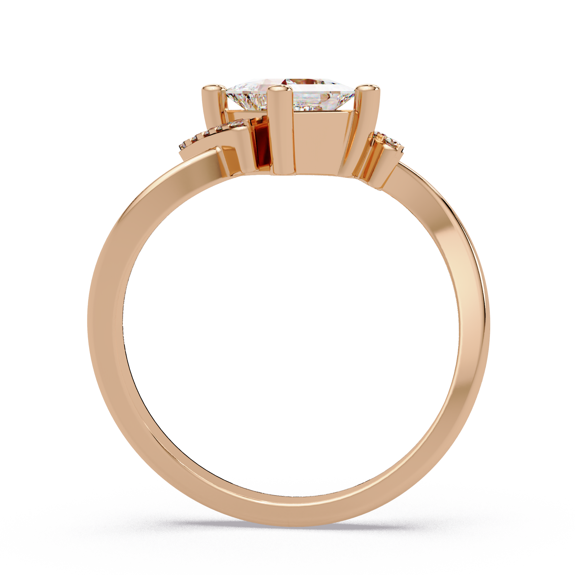 Princess & Round Cut Diamond Ladies Ring