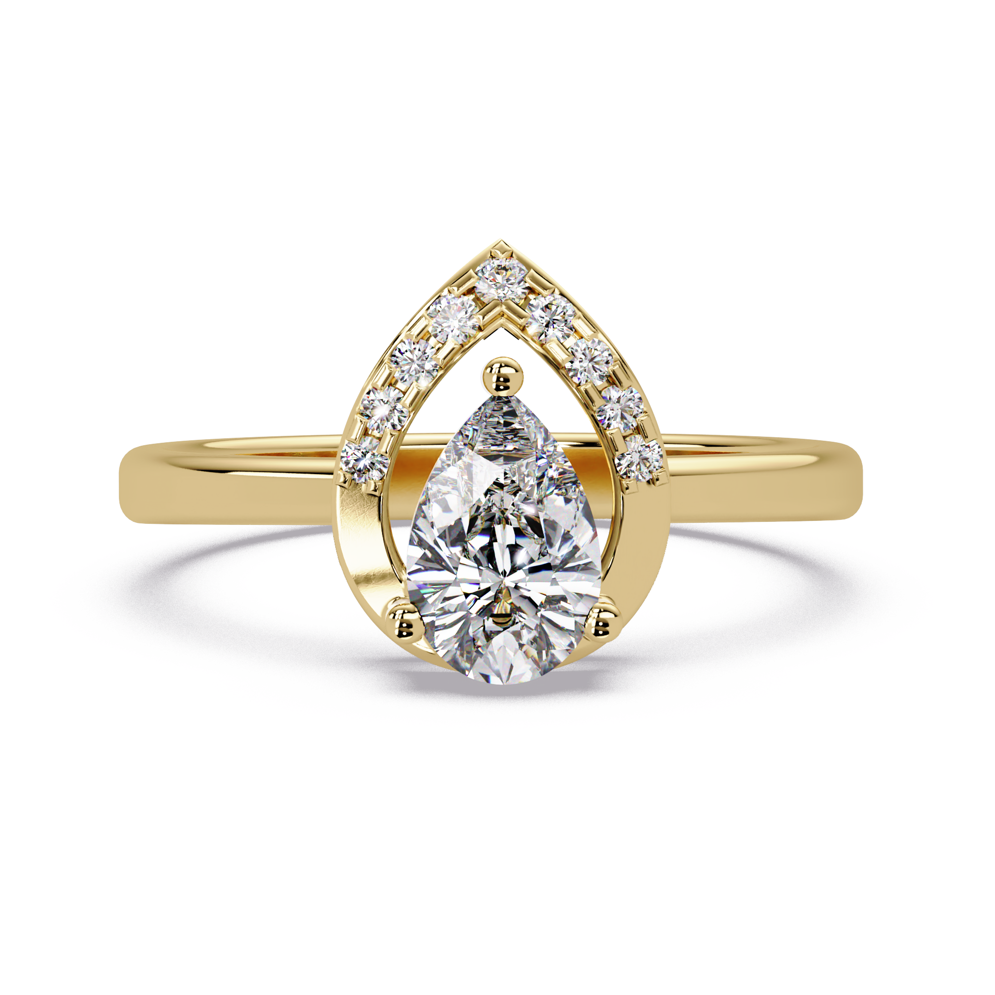 Pear & Round Cut Diamond Ladies Ring