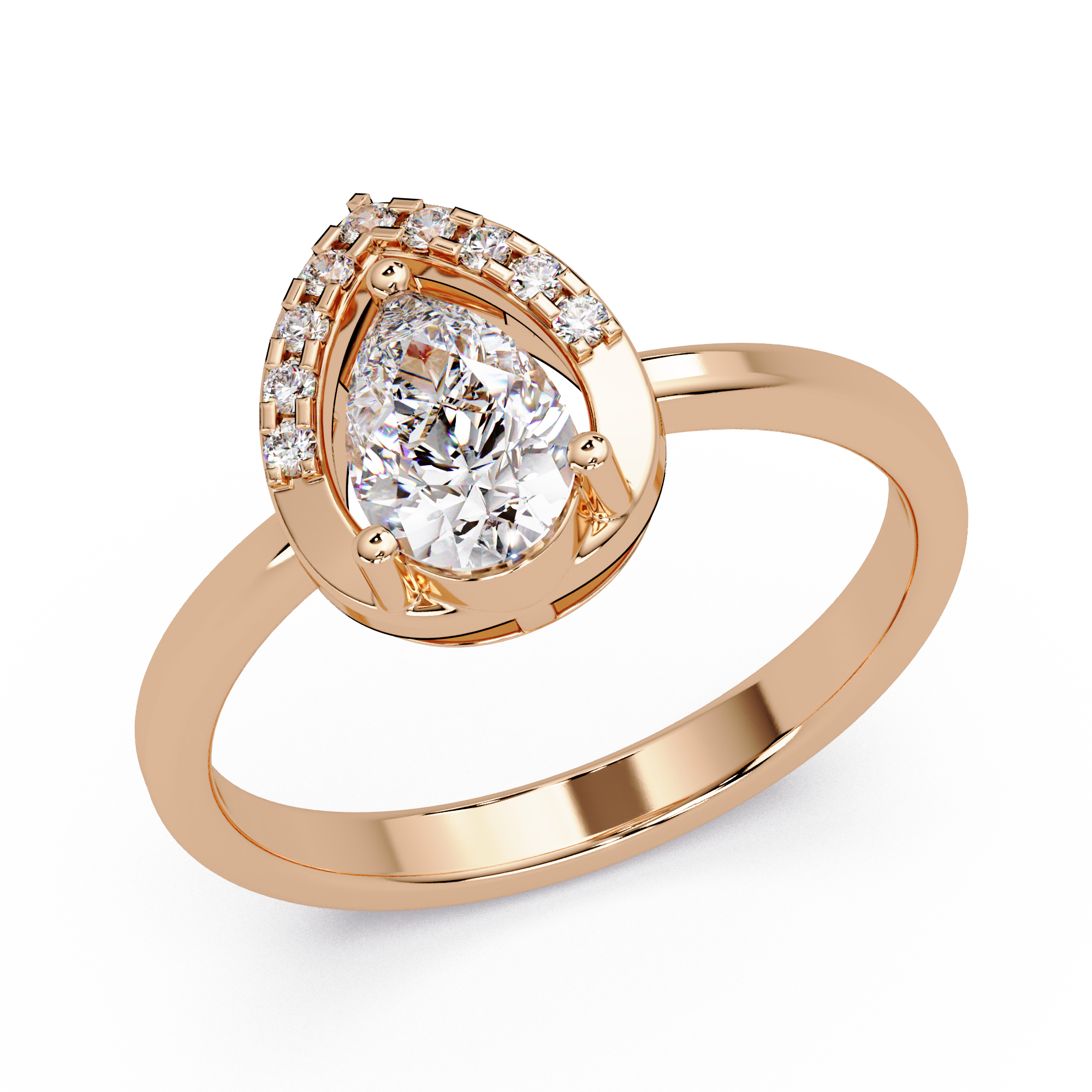 Pear & Round Cut Diamond Ladies Ring