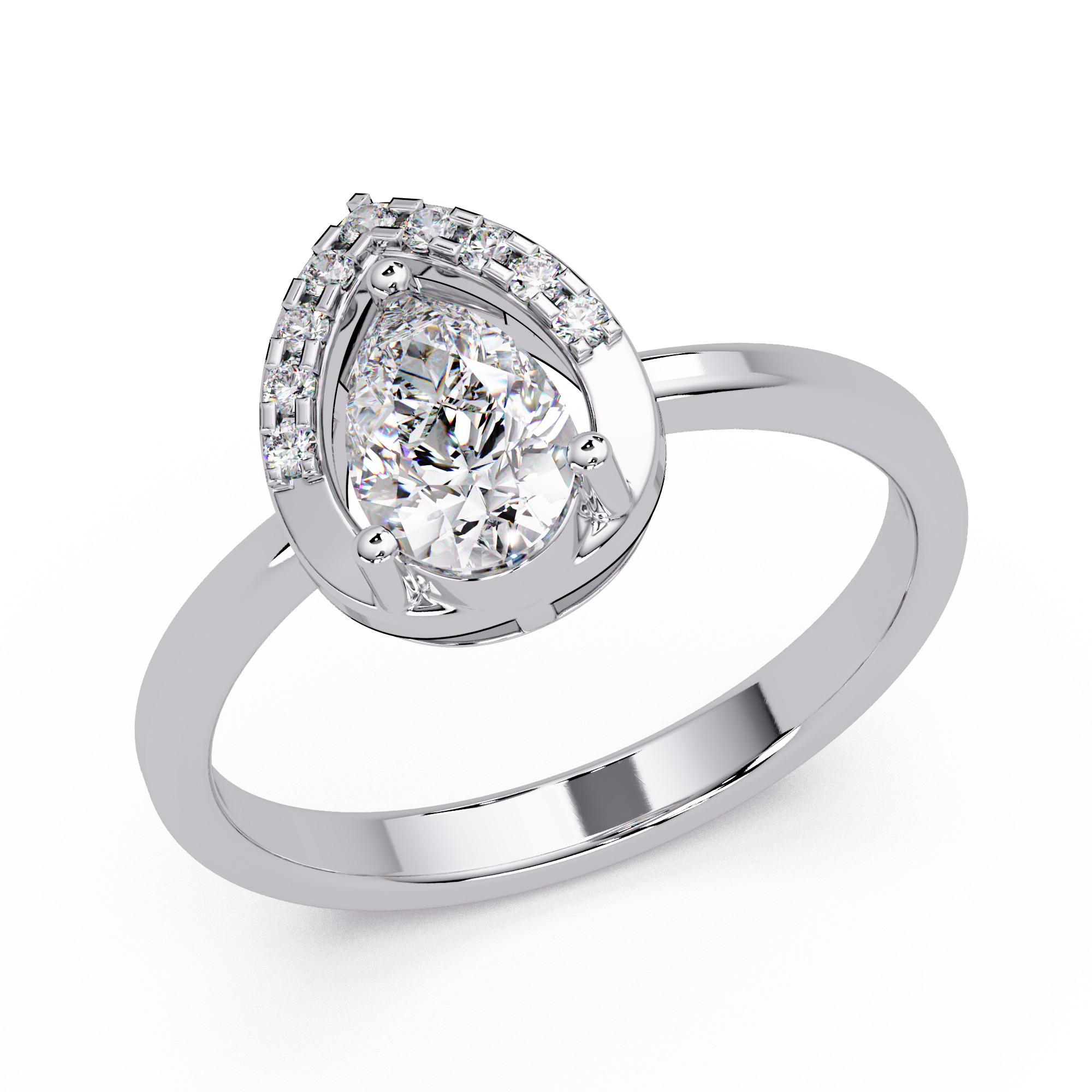 Pear & Round Cut Diamond Ladies Ring