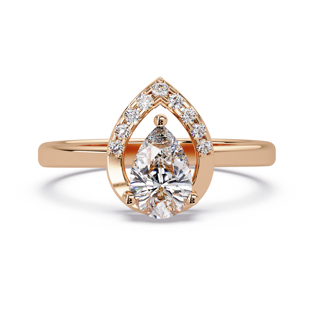 Pear & Round Cut Diamond Ladies Ring
