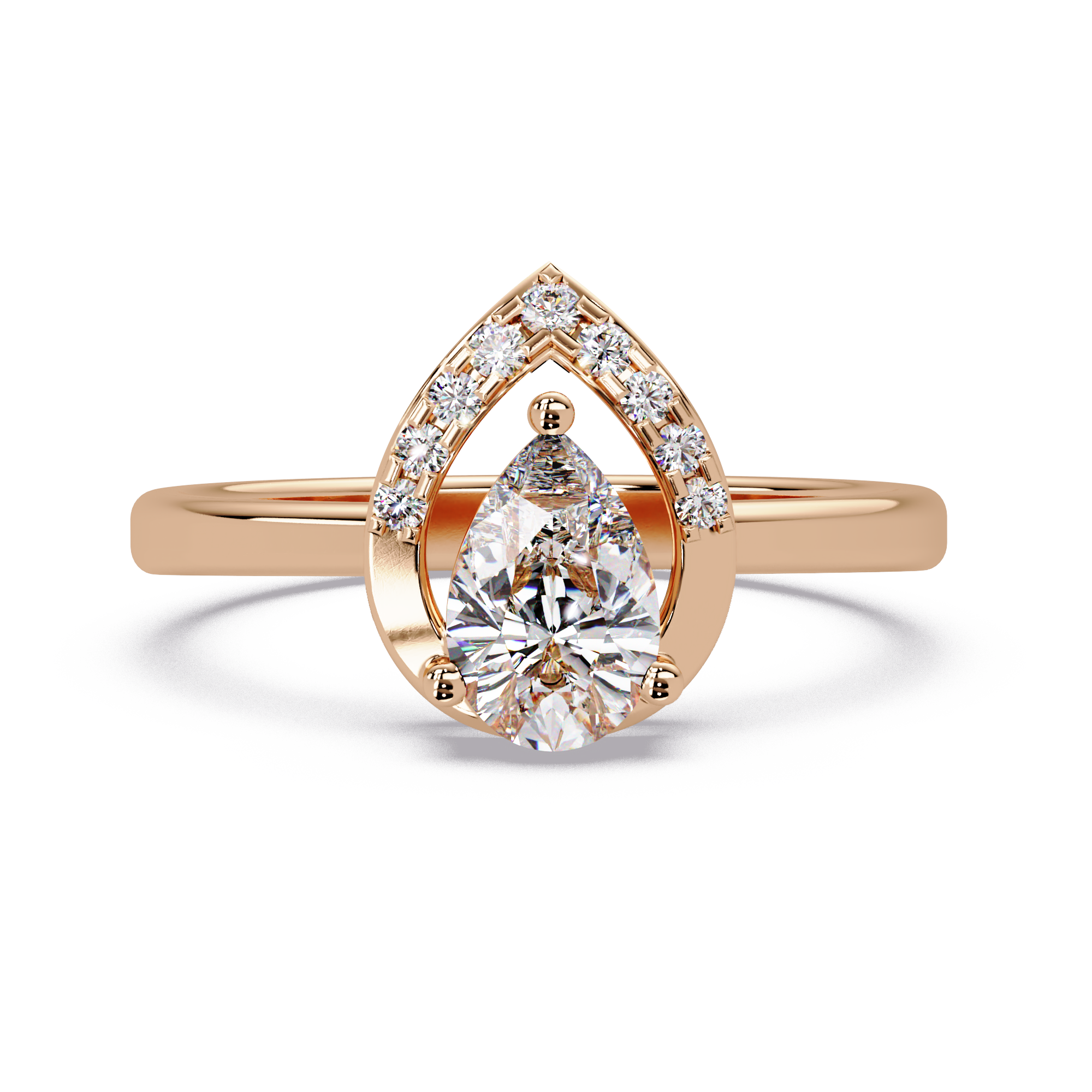 Pear & Round Cut Diamond Ladies Ring